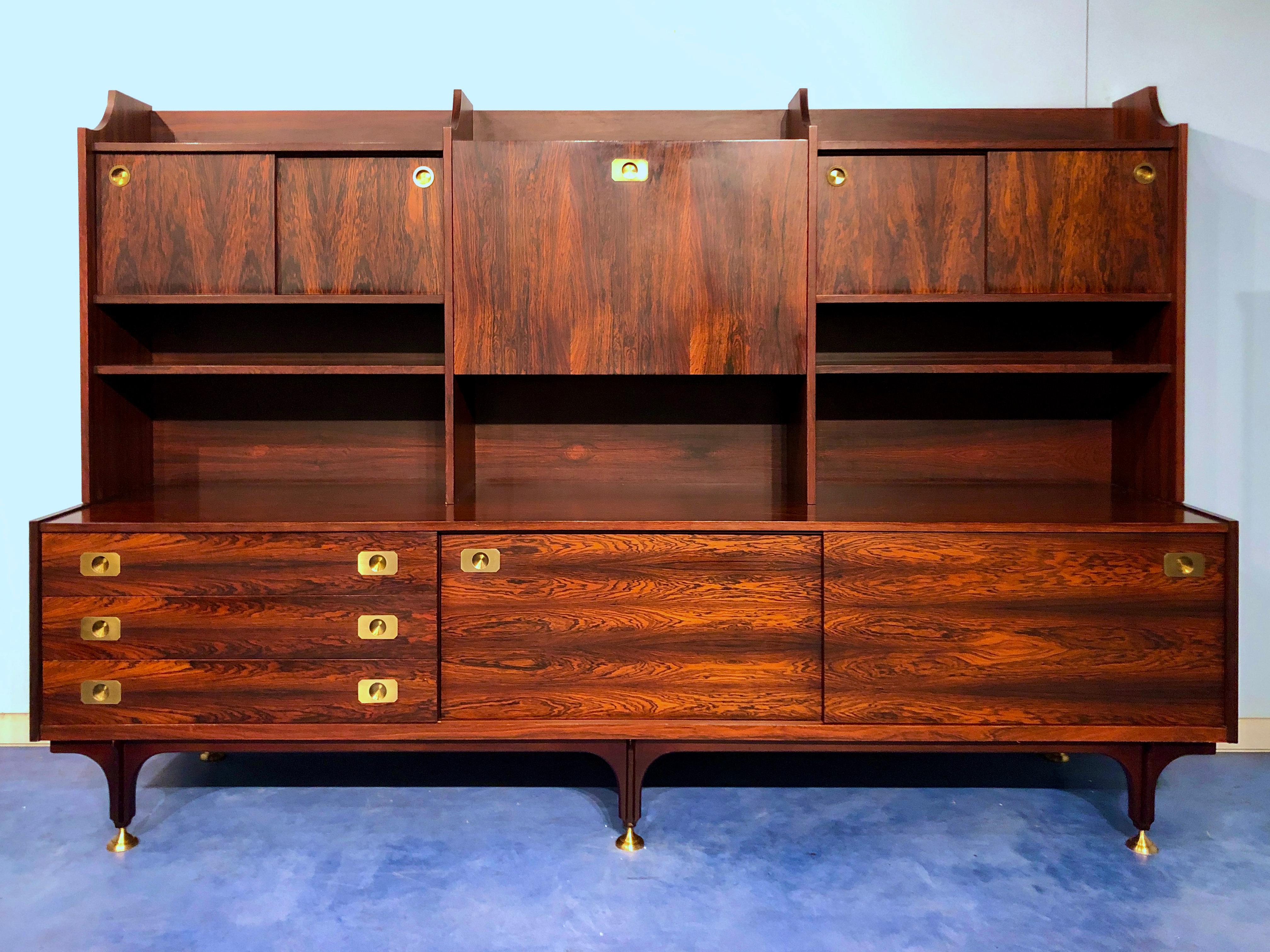 Italian Mid-Century Modern Teak Tall Sideboard, 1950 For Sale 1