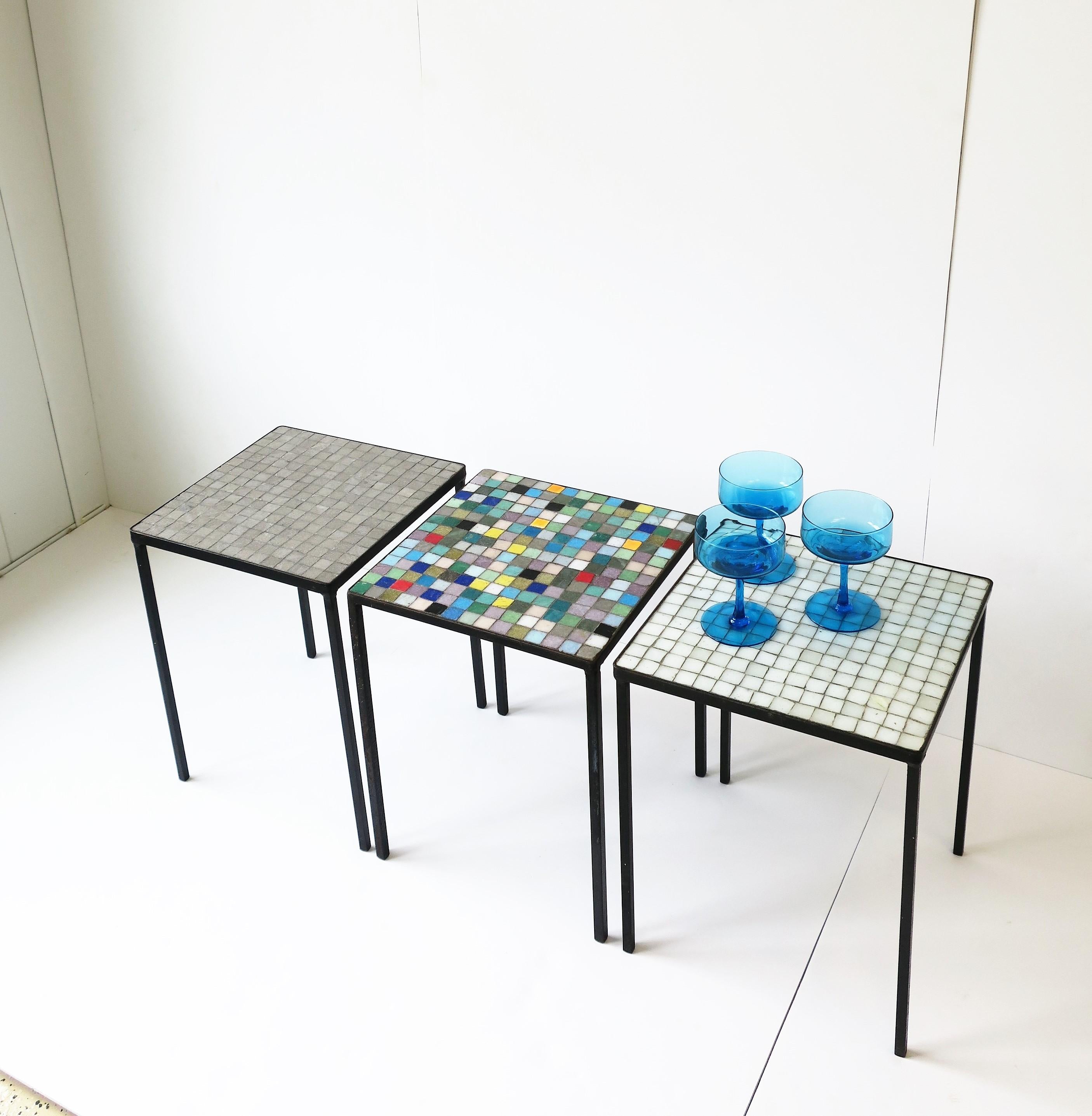 Italian Mid-Century Modern Mosaic Tile Stacking or Side Tables, Set of 3 6