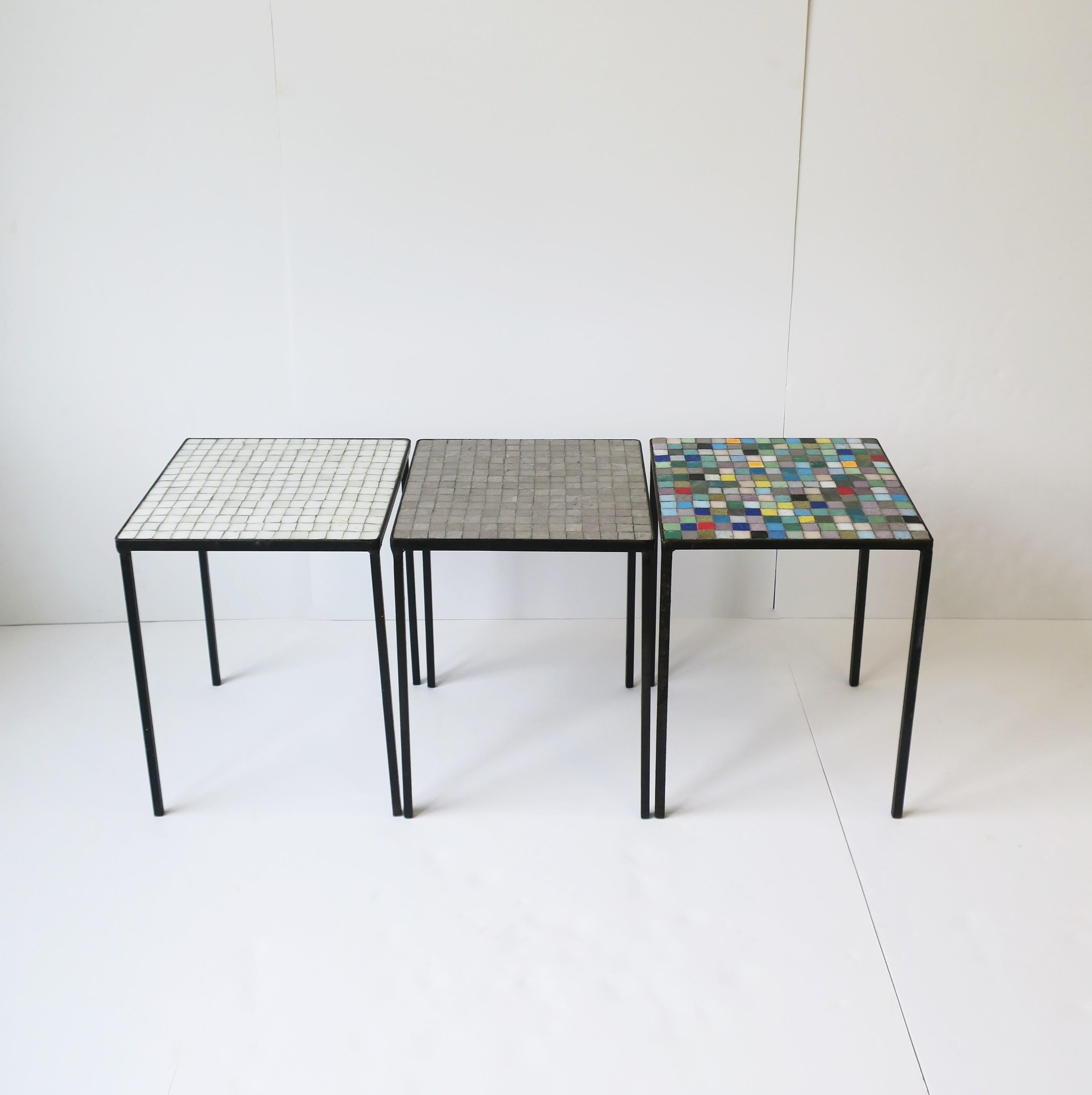 Italian Mid-Century Modern Mosaic Tile Stacking or Side Tables, Set of 3 7