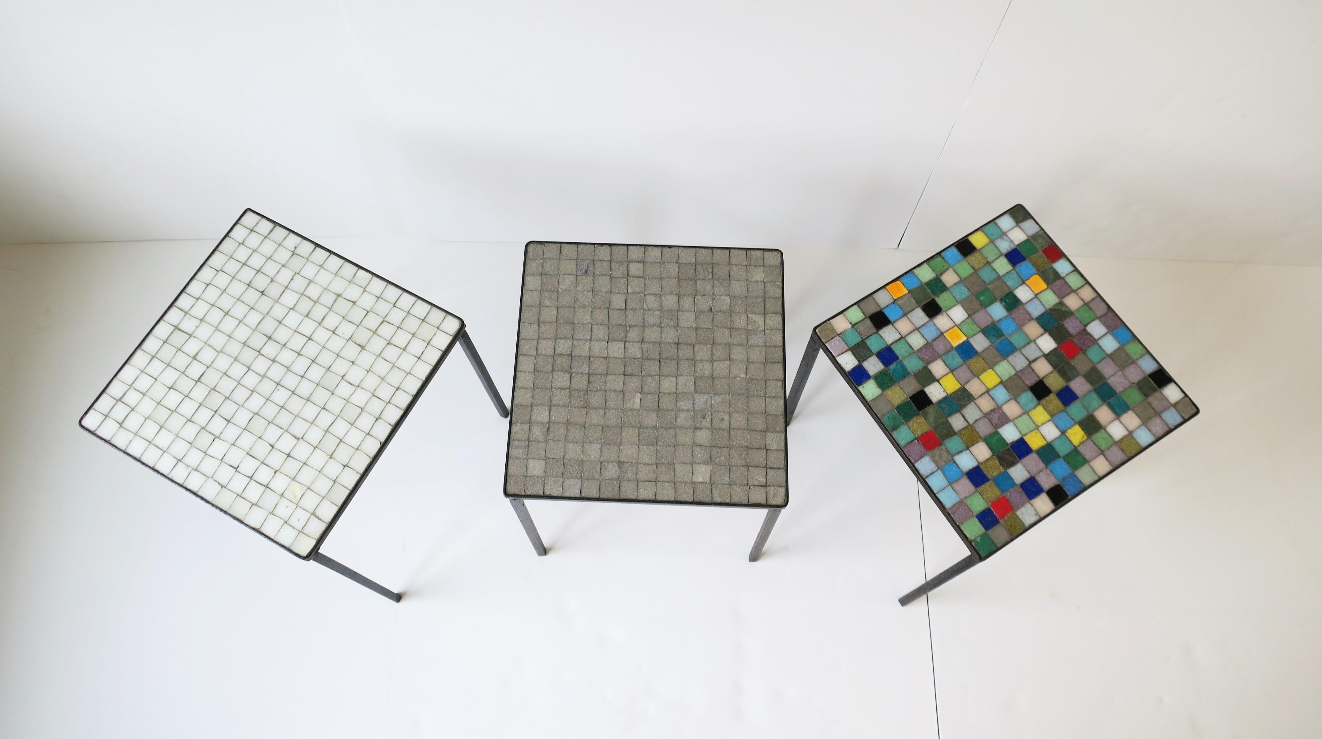 Italian Mid-Century Modern Mosaic Tile Stacking or Side Tables, Set of 3 8