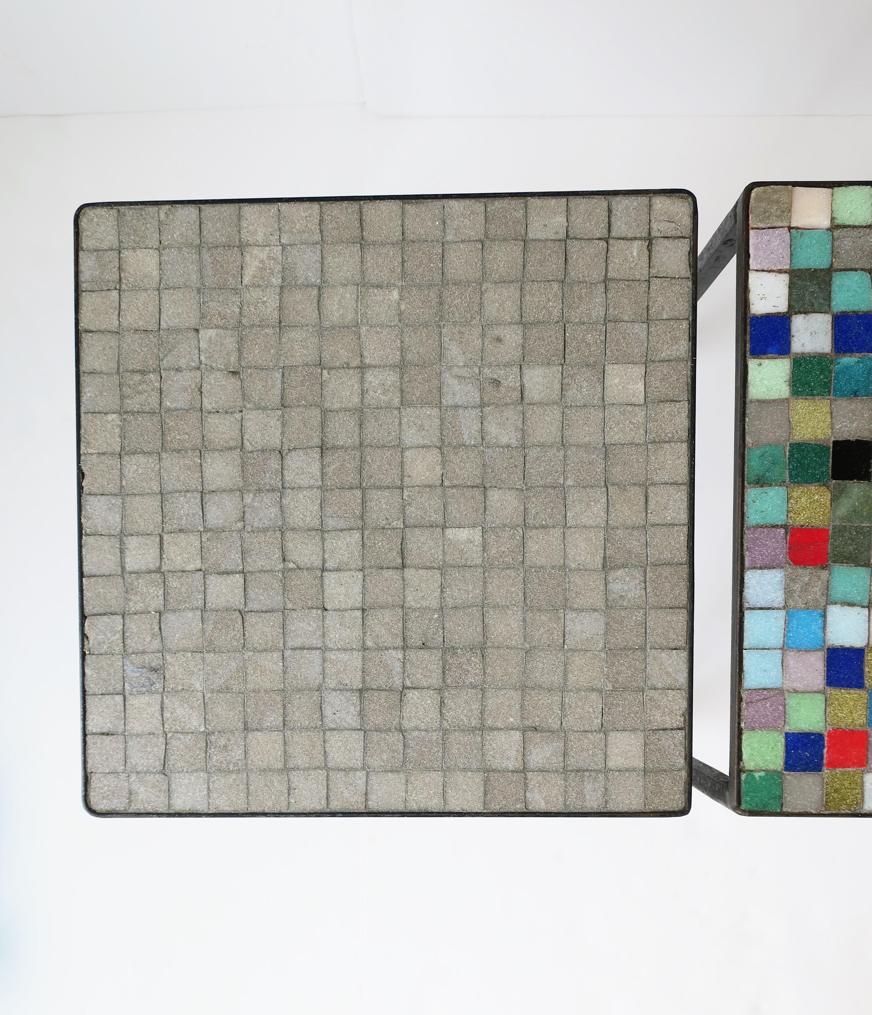 Italian Mid-Century Modern Mosaic Tile Stacking or Side Tables, Set of 3 11
