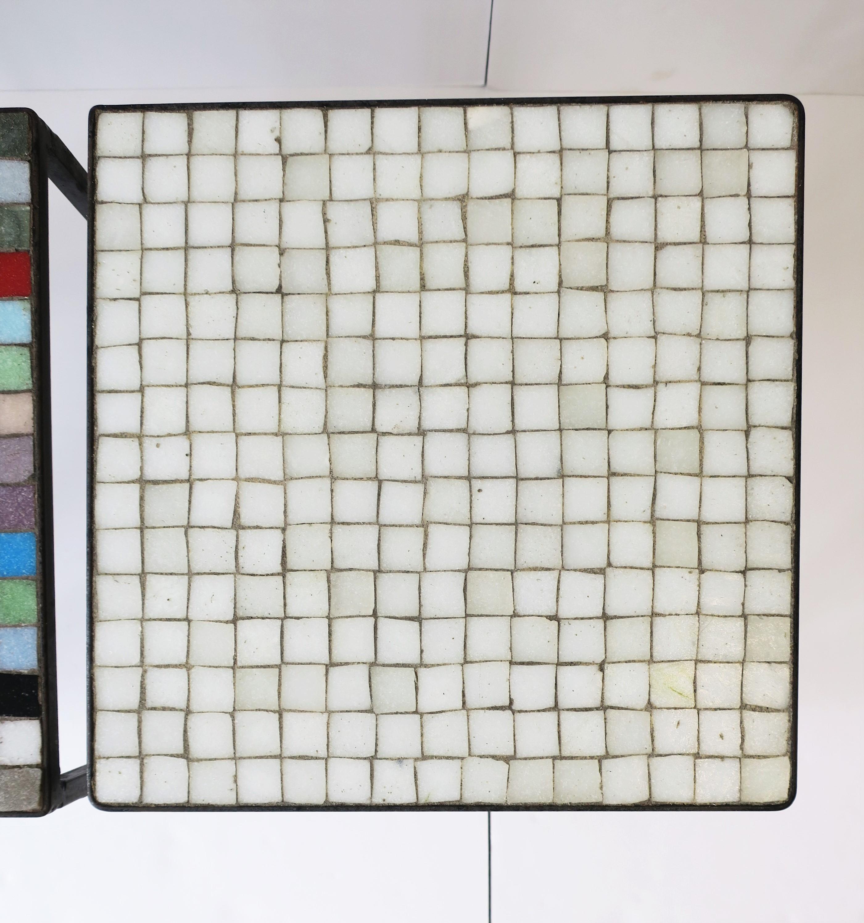 Italian Mid-Century Modern Mosaic Tile Stacking or Side Tables, Set of 3 12
