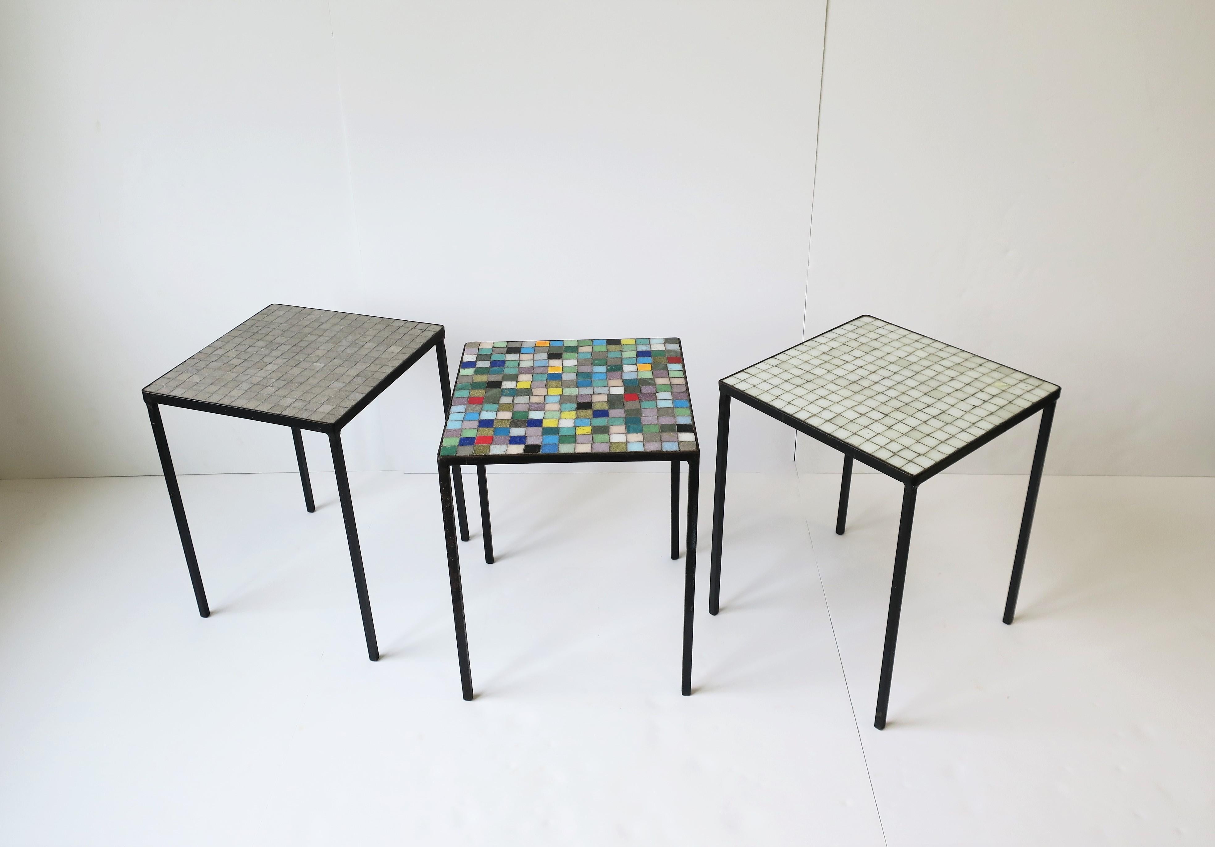 Italian Mid-Century Modern Mosaic Tile Stacking or Side Tables, Set of 3 1