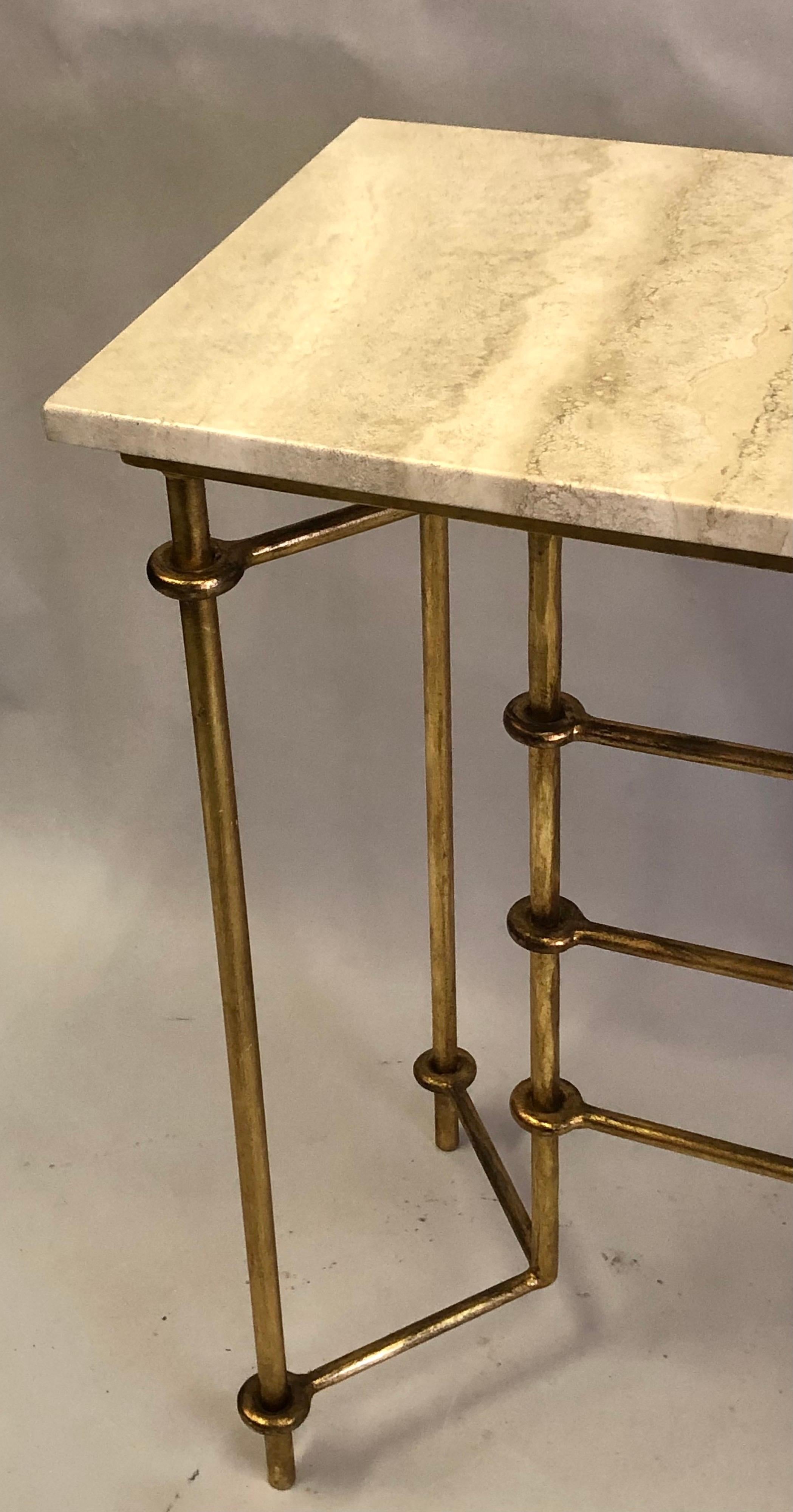 Fer forgé Console italienne en fer doré néoclassique, moderne du milieu du siècle, signée Banci pour Hermès en vente