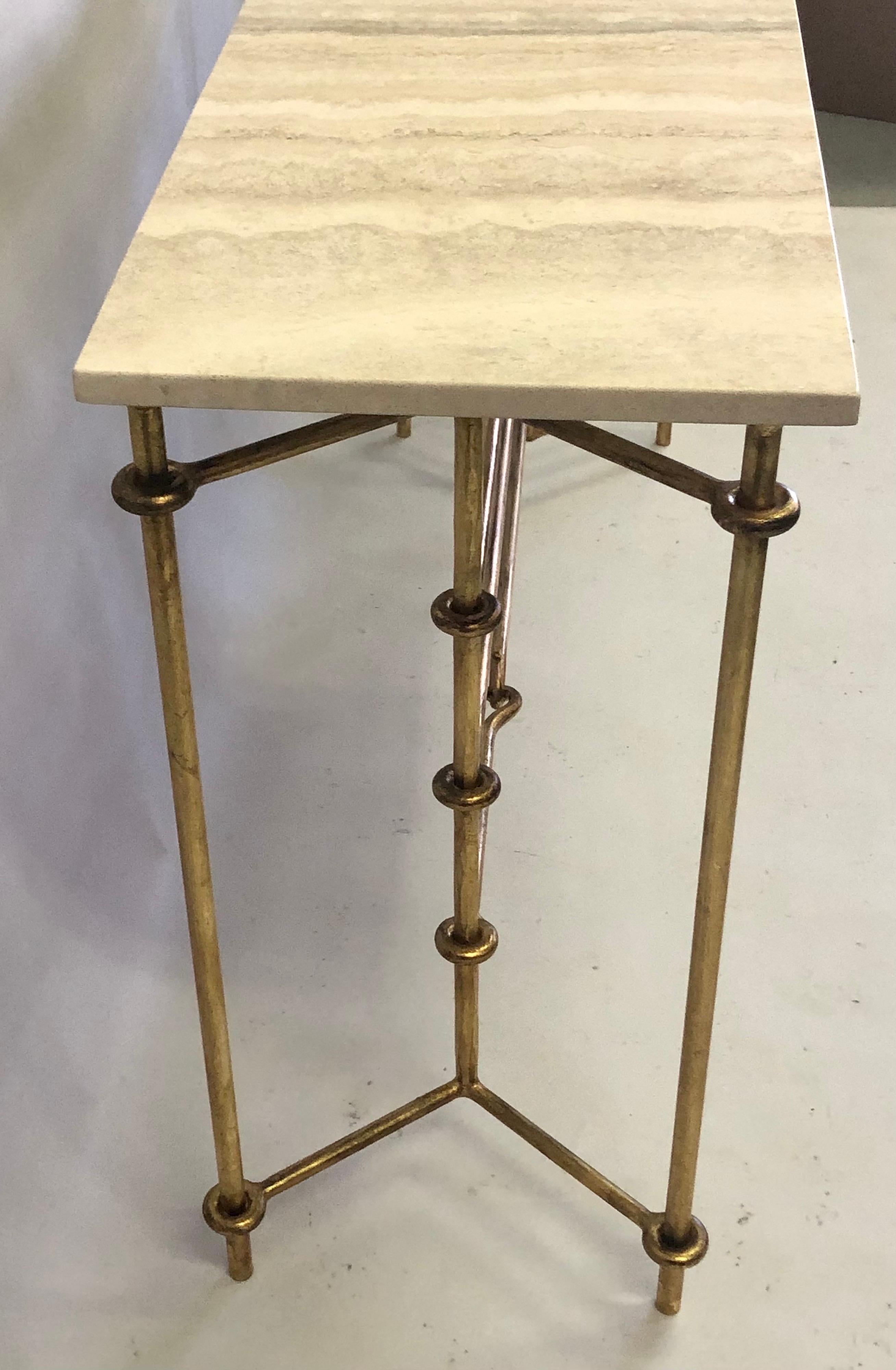 Ferro battuto Consolle in ferro dorato neoclassica italiana del Mid-Century Modern di Banci per Hermès in vendita