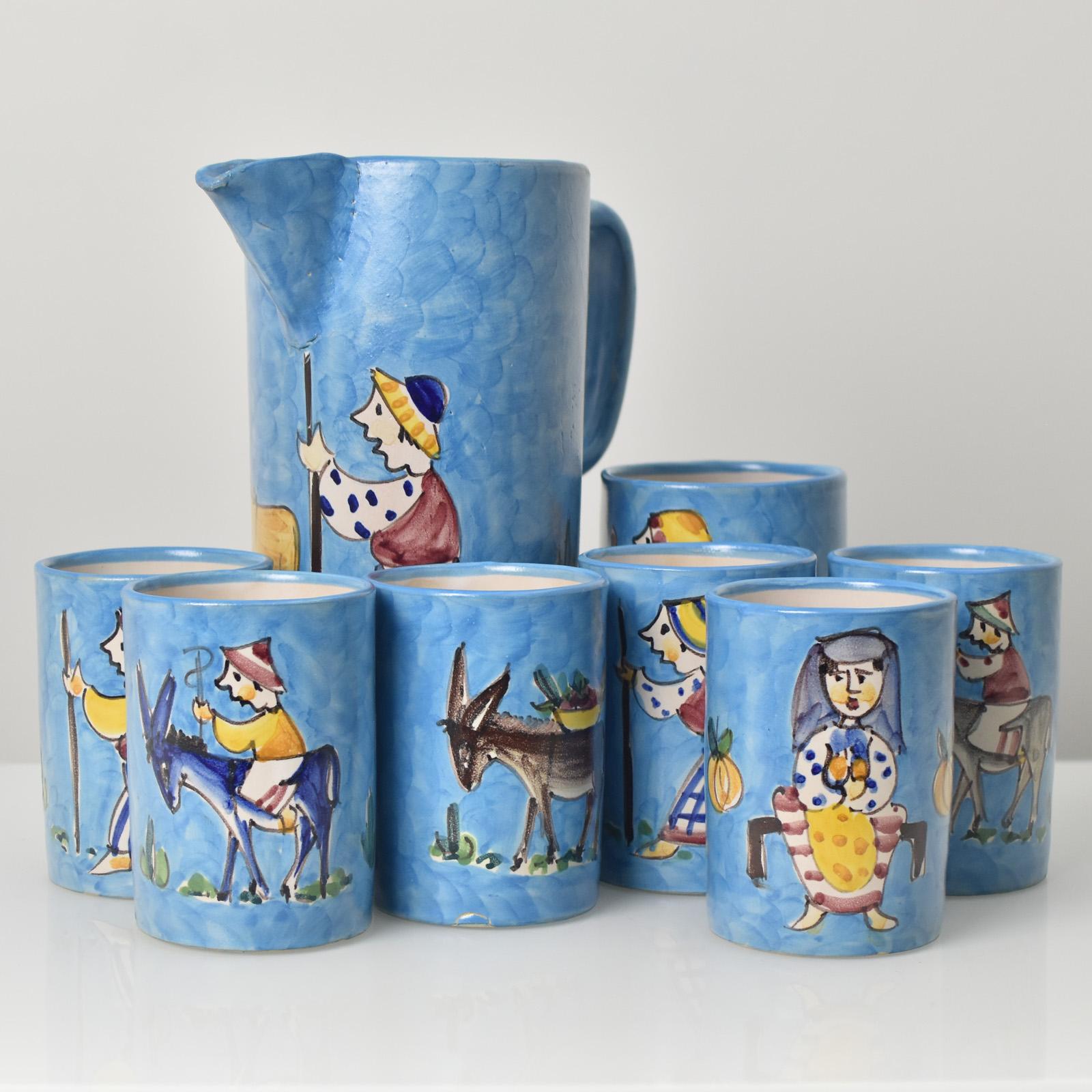 Céramique Ensemble de limonade en poterie italienne moderne du milieu du siècle dernier par Cas Vietri ICS, style Kowaliska en vente