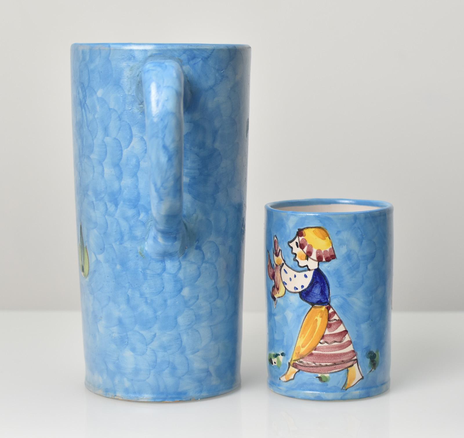 Ensemble de limonade en poterie italienne moderne du milieu du siècle dernier par Cas Vietri ICS, style Kowaliska en vente 2