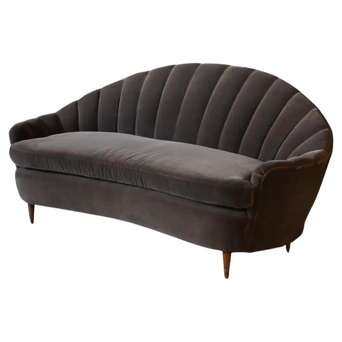 Italian Midcentury Modern Shell Sofa For Sale