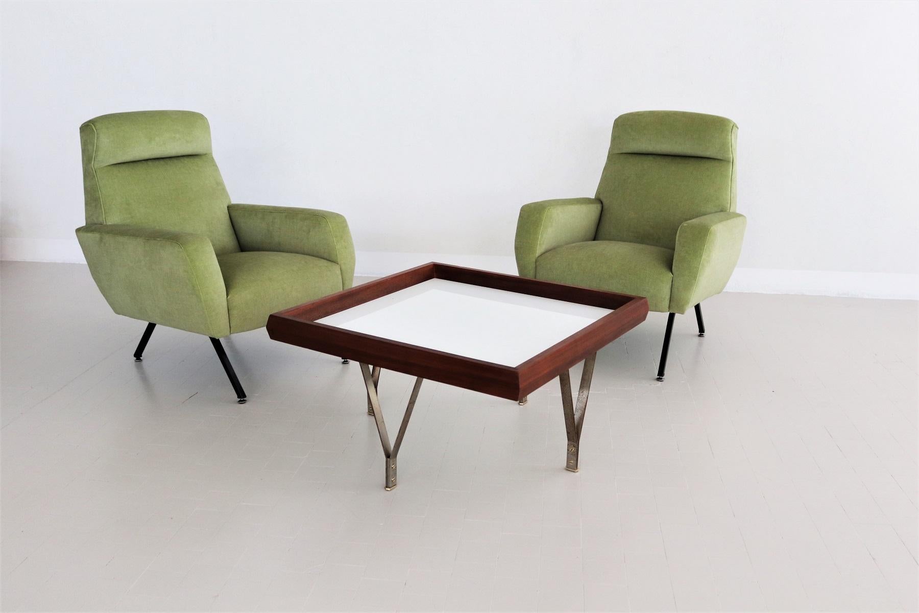 Italian Midcentury Modern Coffee Table in Mahogany and Glass, 1960s 9