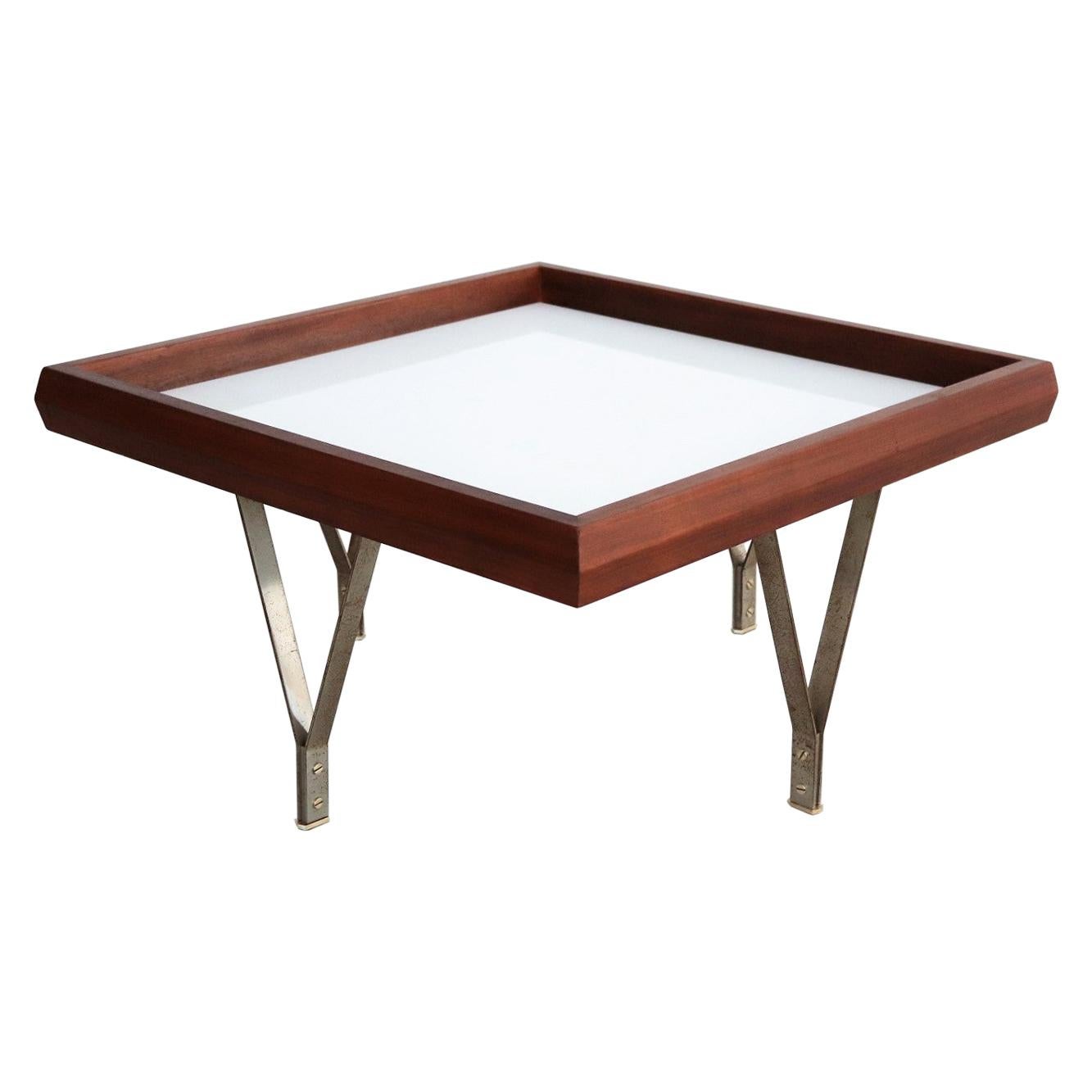 Italian Midcentury Modern Coffee Table in Mahogany and Glass, 1960s