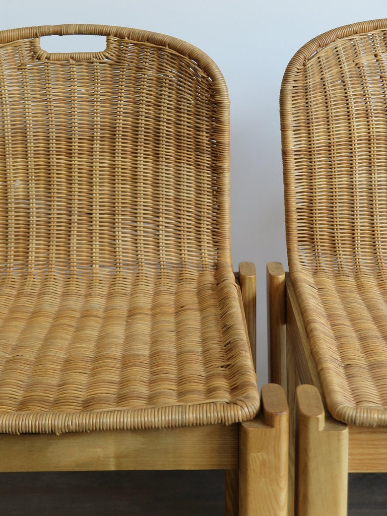 Italian MidCentury Modern Wicker Dining Chairs Set, 1960s at 1stDibs