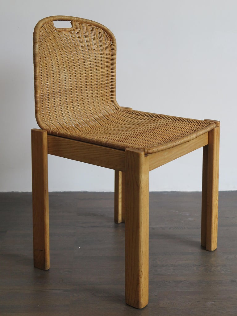 Italian MidCentury Modern Wicker Dining Chairs Set, 1960s at 1stDibs