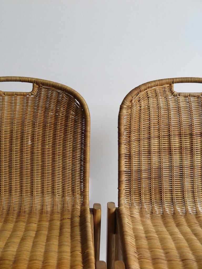 Italian MidCentury Modern Wicker Dining Chairs Set, 1960s at 1stDibs