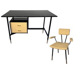 Italian Mid-Century Modern Writing Desk with Chair, Designed by Ico Parisi 1950s