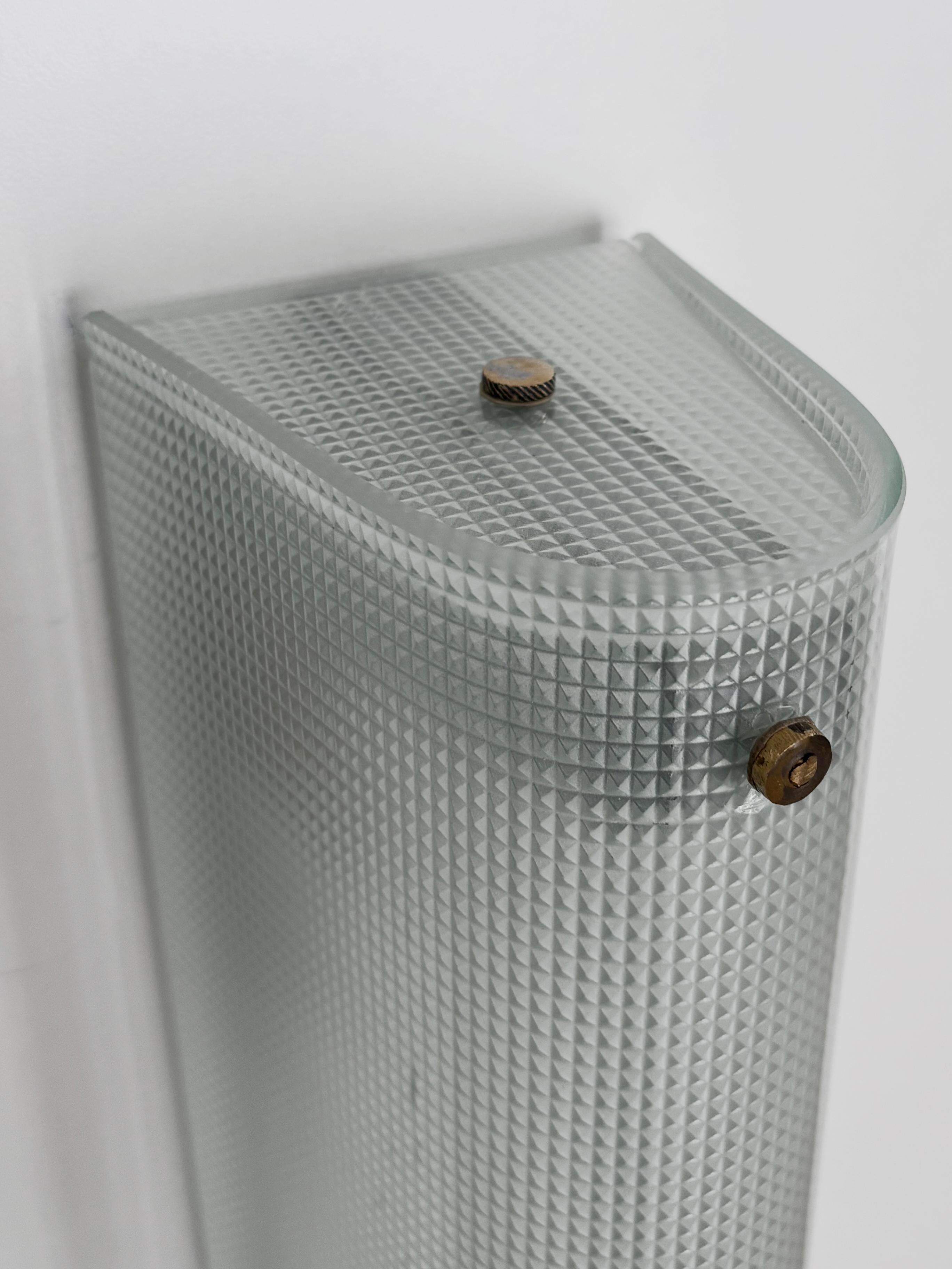 Italian Midcentury Moderrn Design Glass Sconces Wall Lights, 1950s en venta 3