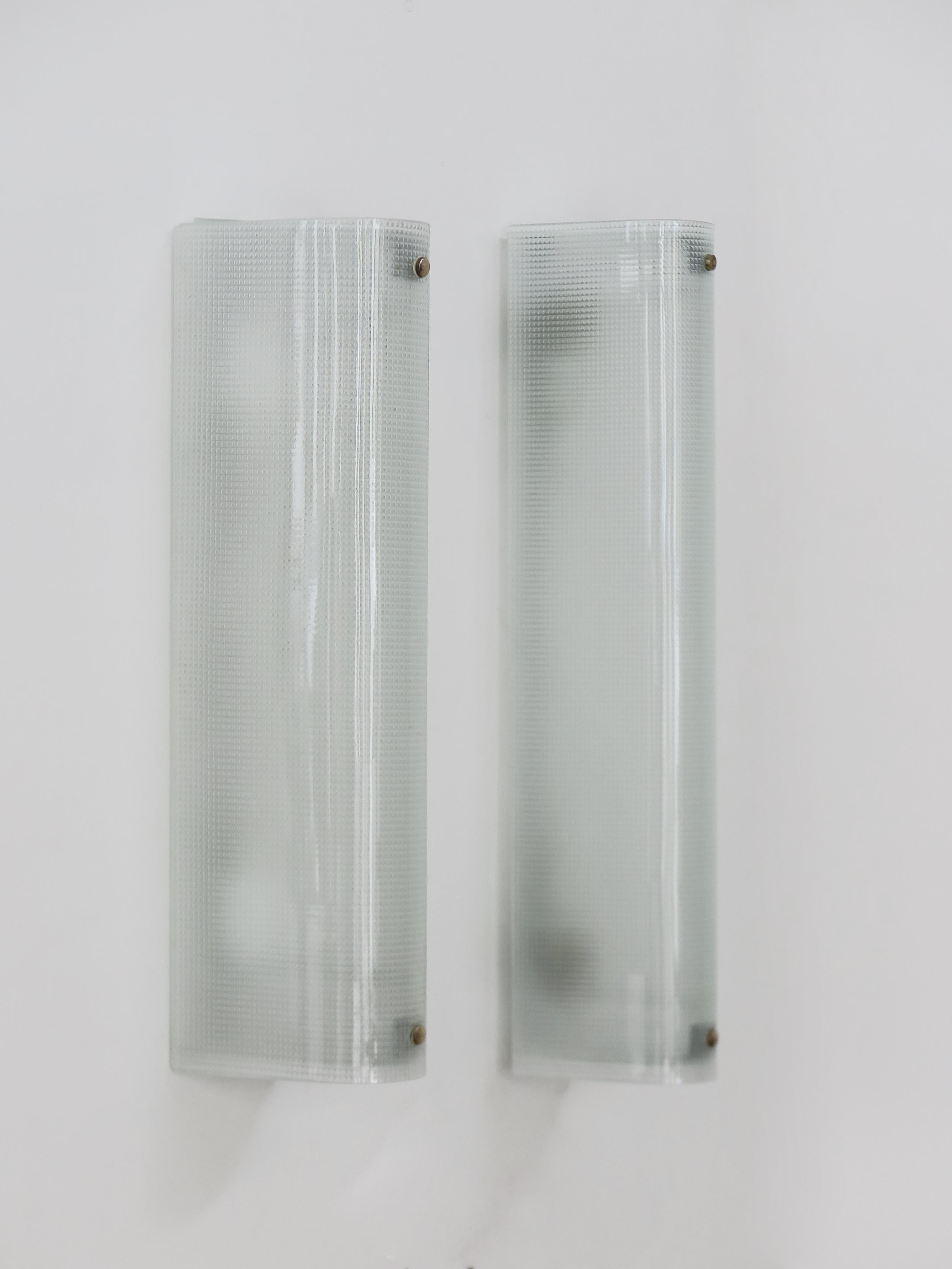 Italian Midcentury Moderrn Design Glass Sconces Wall Lights, 1950s mediados del siglo XX en venta
