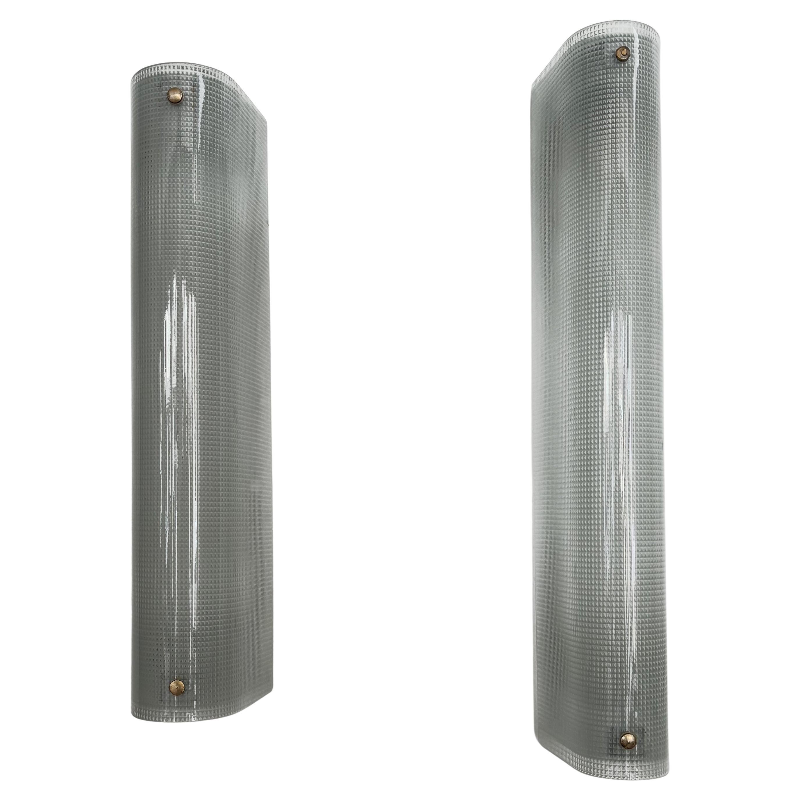 Italian Midcentury Moderrn Design Glass Sconces Wall Lights, 1950s
