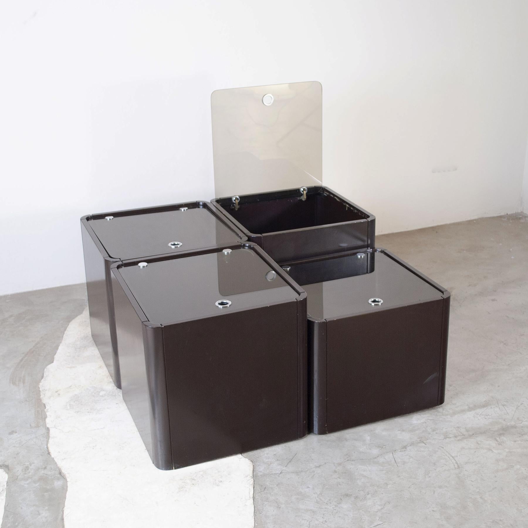 Italian midcentury modular set of four boxes 1970s In Good Condition For Sale In bari, IT
