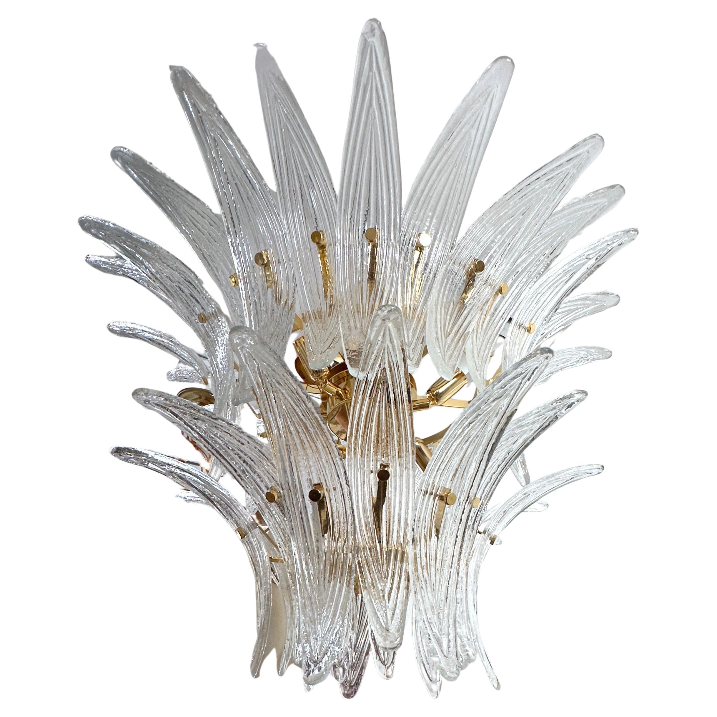 Italian Midcentury Molded Glass Chandelier