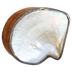 Italian Midcentury Mother-of-Pearl Shell and Burl Wood Jewelry Box, 1970s
