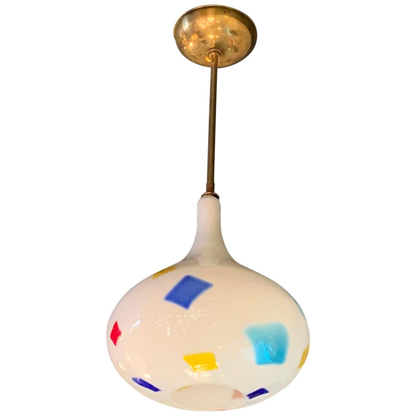 Italian Midcentury Murano Art Glass Pendant Light Anzolo Fuga Attributed, AVeM