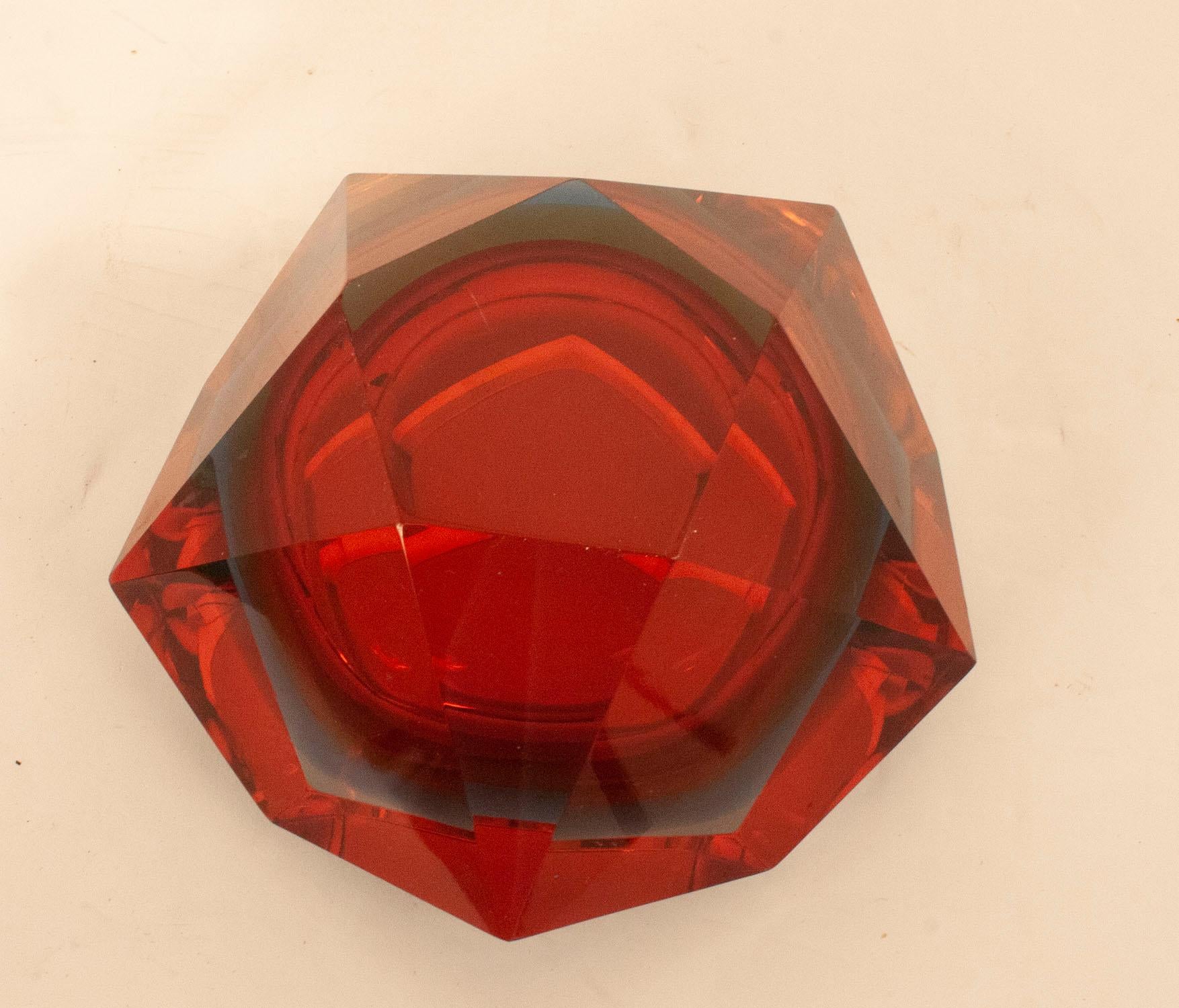 Italian Midcentury Murano Bowl by Flavio Poli, Red and Blue, 1960s 4