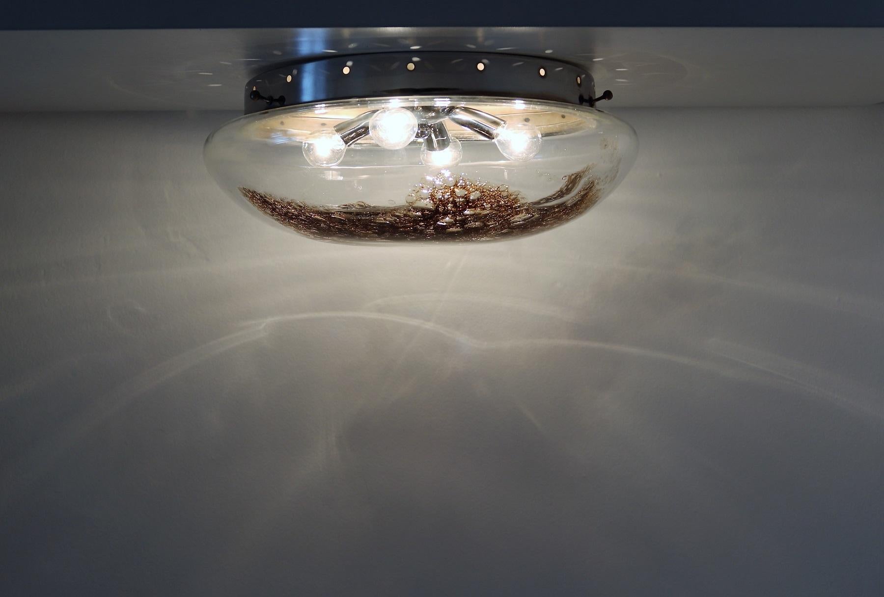 Murano Glass Italian Midcentury Murano Bubble Glass Flush Mount Light by La Murrina, 1970s For Sale