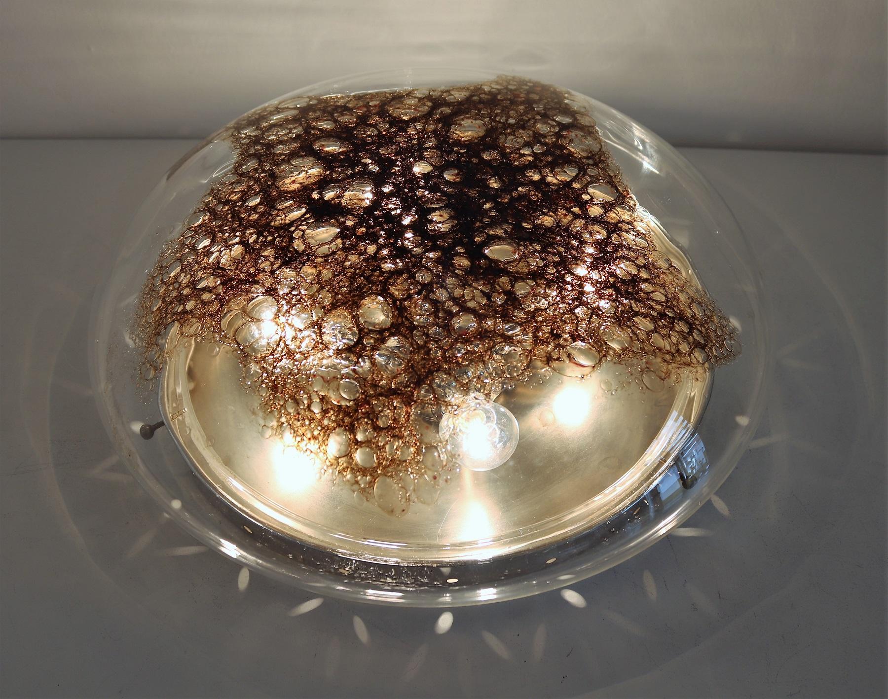 Italian Midcentury Murano Bubble Glass Flush Mount Light by La Murrina, 1970s For Sale 2