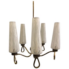 Italian Midcentury Murano Chandelier with Venetian Glass by Venini