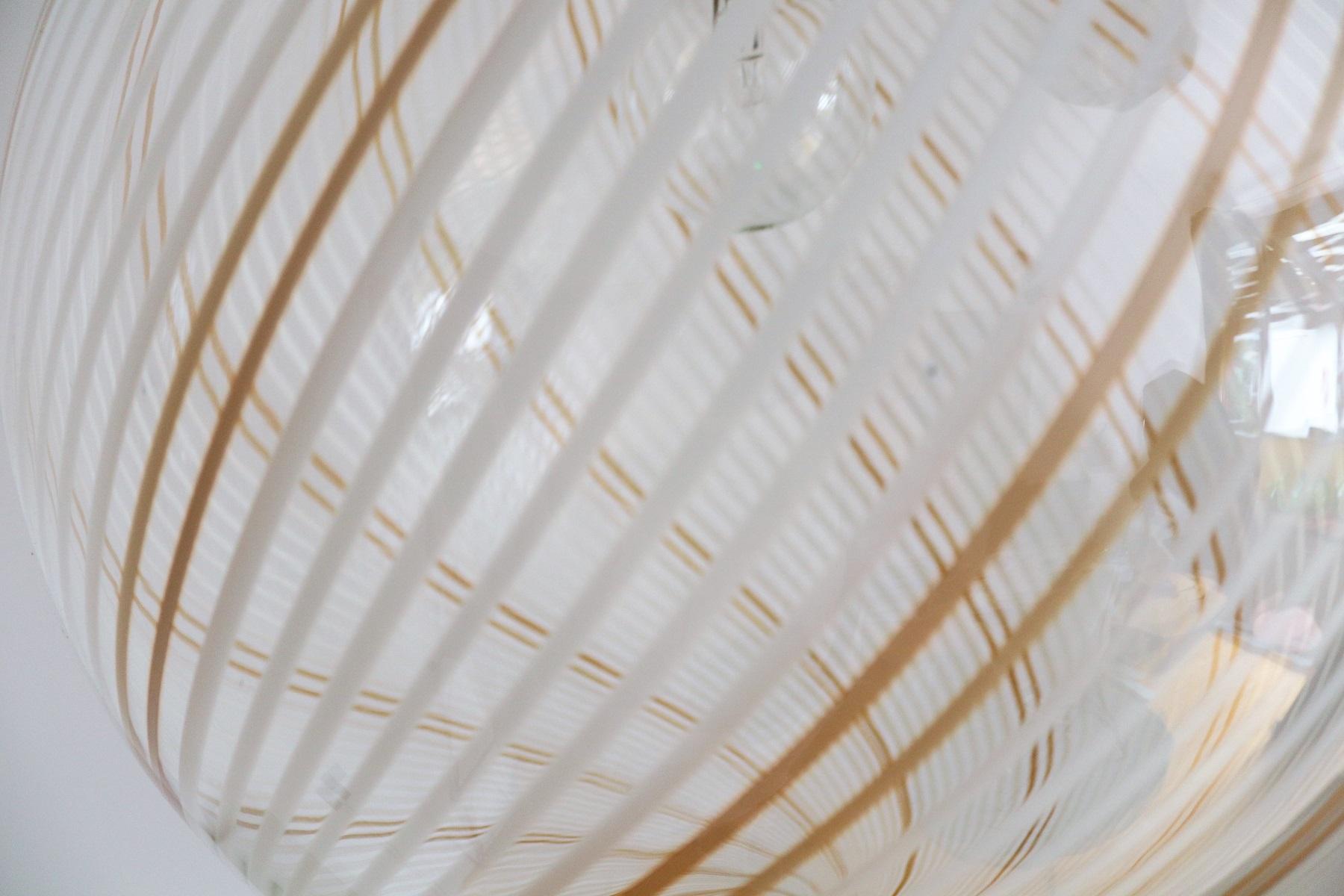 Murano Glass Italian Midcentury Murano Extra Large Globe Chandelier with Swirl Glass, 1970s