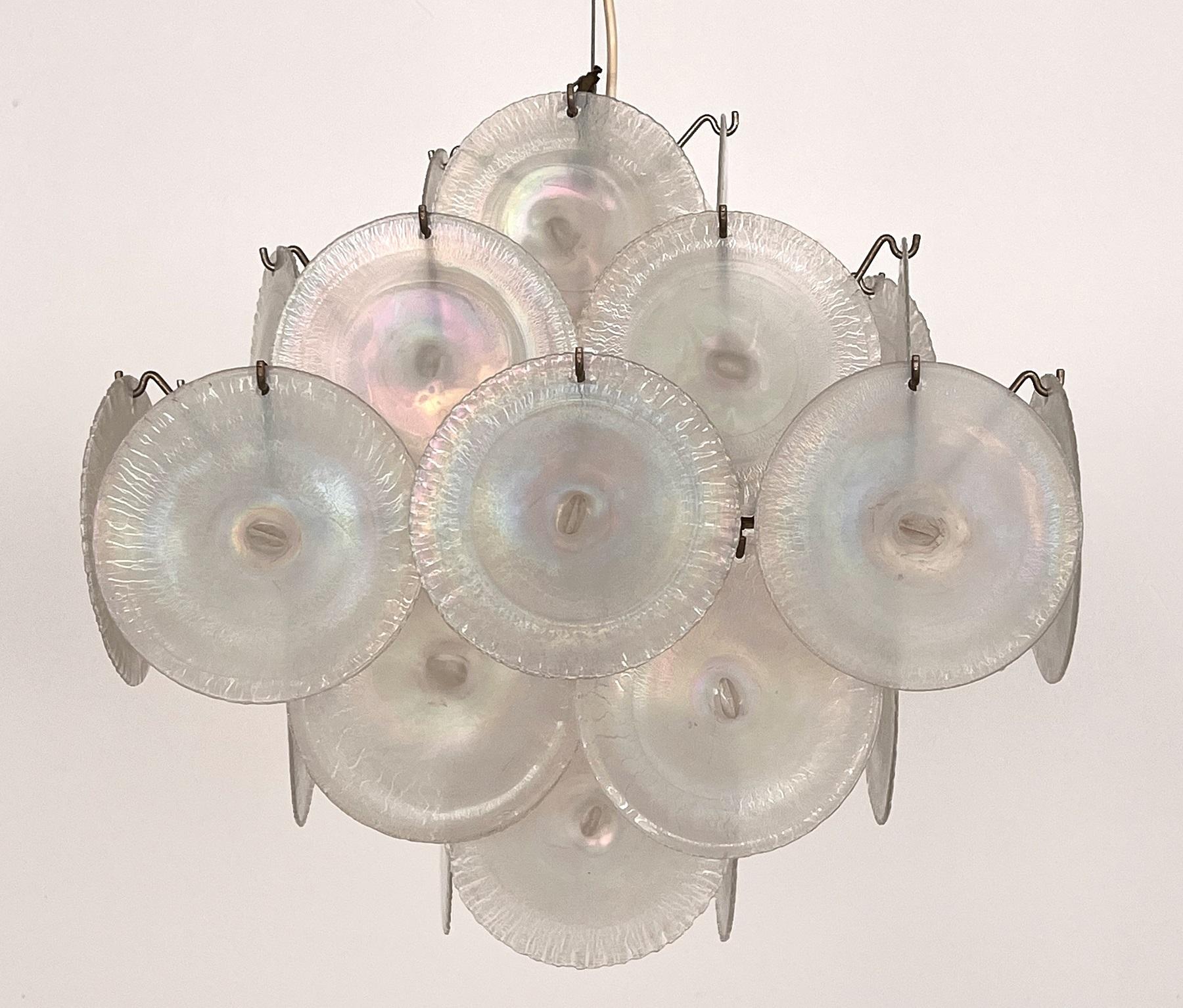 Italian Midcentury Murano Glass and Nickel Mazzega Chandelier by Carlo Nason 70s For Sale 11