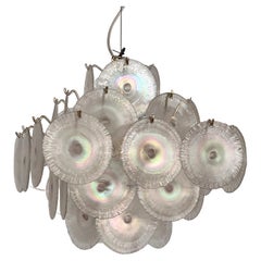 Italian Midcentury Murano Glass and Brass Mazzega Chandelier by Carlo Nason, 70s