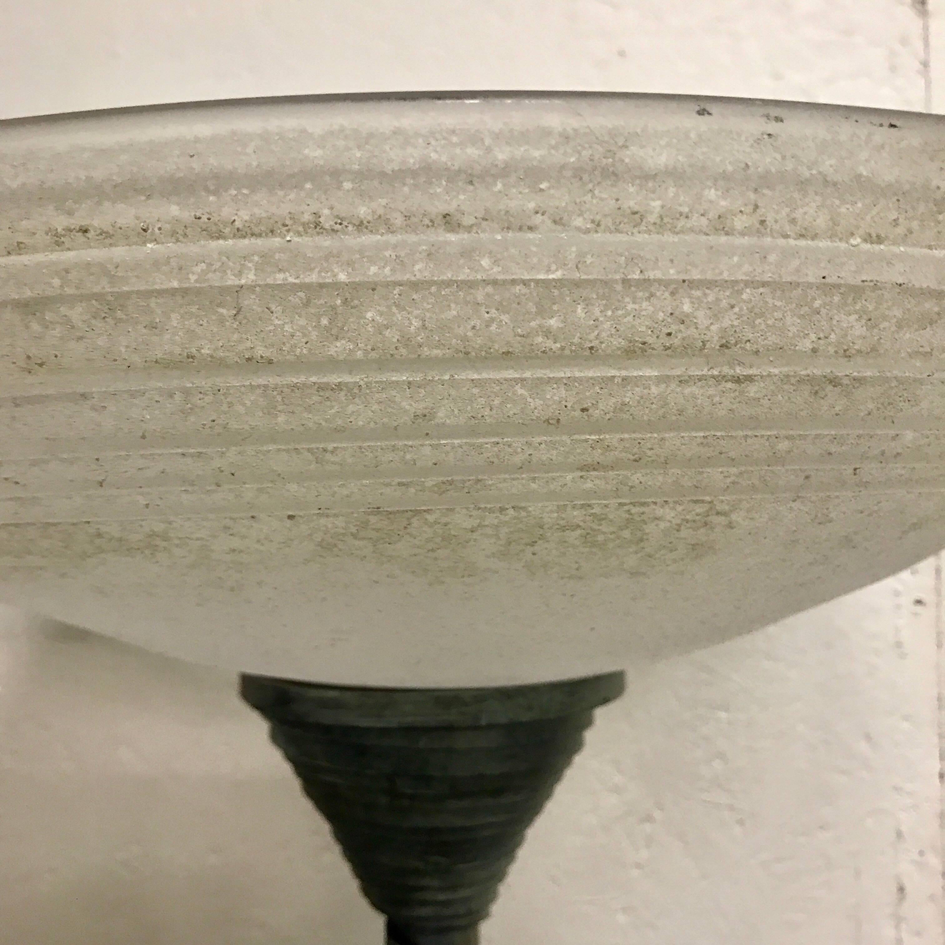 Patinated Italian Mid-Century Murano Glass and Kinetic Bronze Floor Lamp