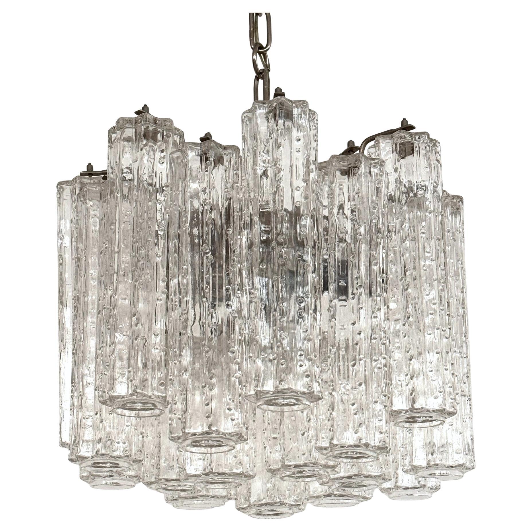 Italian Midcentury Murano Glass Chandelier with 24 glass tubes, 1960s