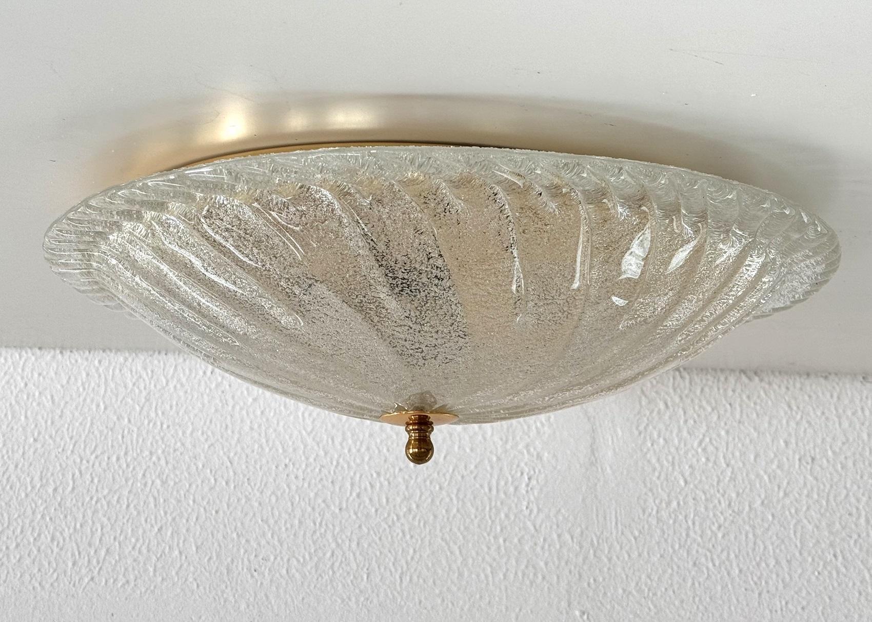 Italienische Murano-Glas-Einbauleuchte aus der Mitte des Jahrhunderts mit transparentem Glas, 1990er Jahre (Moderne der Mitte des Jahrhunderts) im Angebot