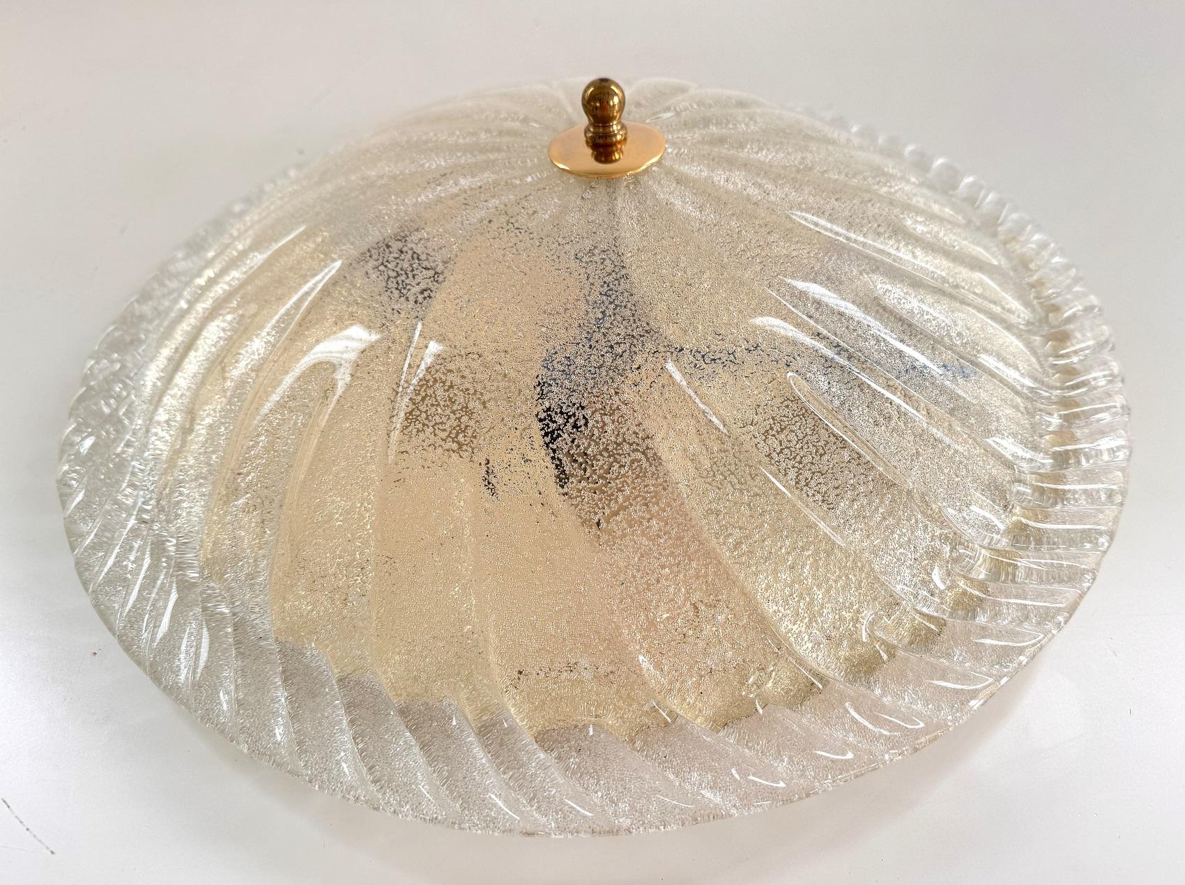 Italienische Murano-Glas-Einbauleuchte aus der Mitte des Jahrhunderts mit transparentem Glas, 1990er Jahre (Handgefertigt) im Angebot