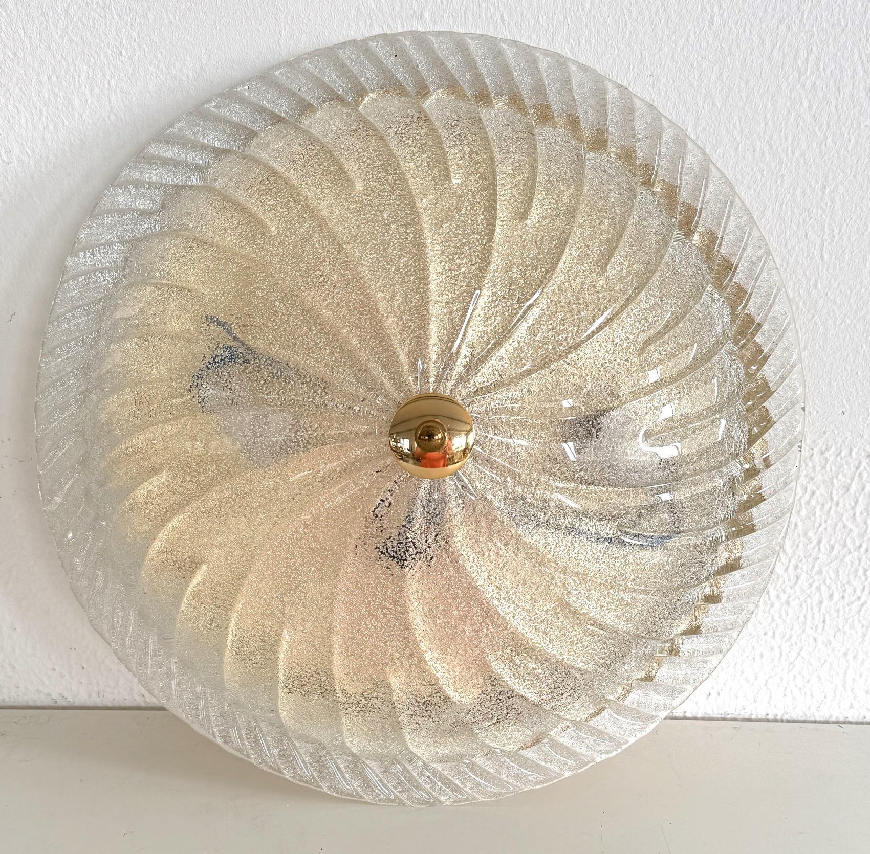 Italienische Murano-Glas-Einbauleuchte aus der Mitte des Jahrhunderts mit transparentem Glas, 1990er Jahre (Ende des 20. Jahrhunderts) im Angebot