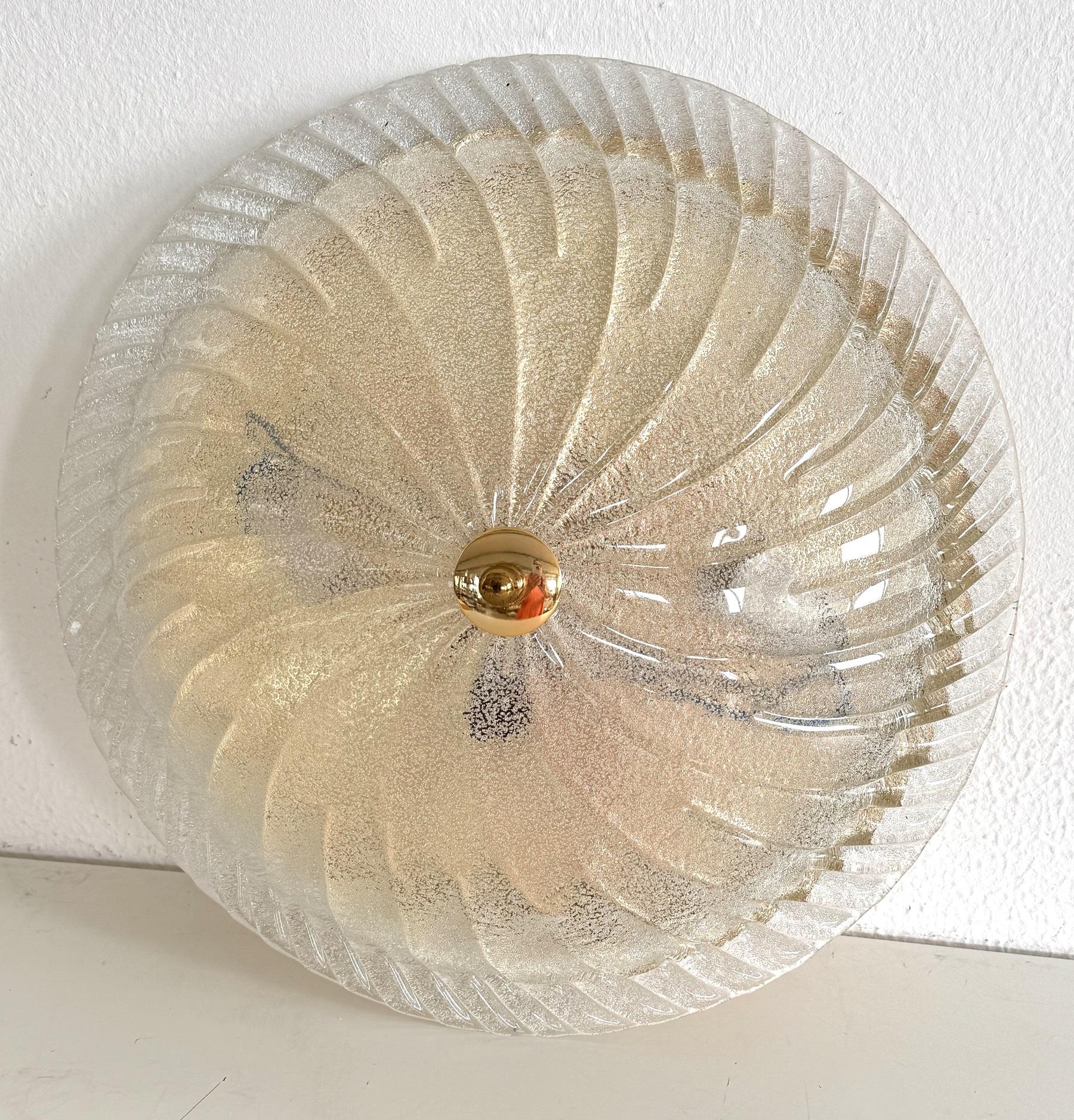 Italienische Murano-Glas-Einbauleuchte aus der Mitte des Jahrhunderts mit transparentem Glas, 1990er Jahre (Metall) im Angebot