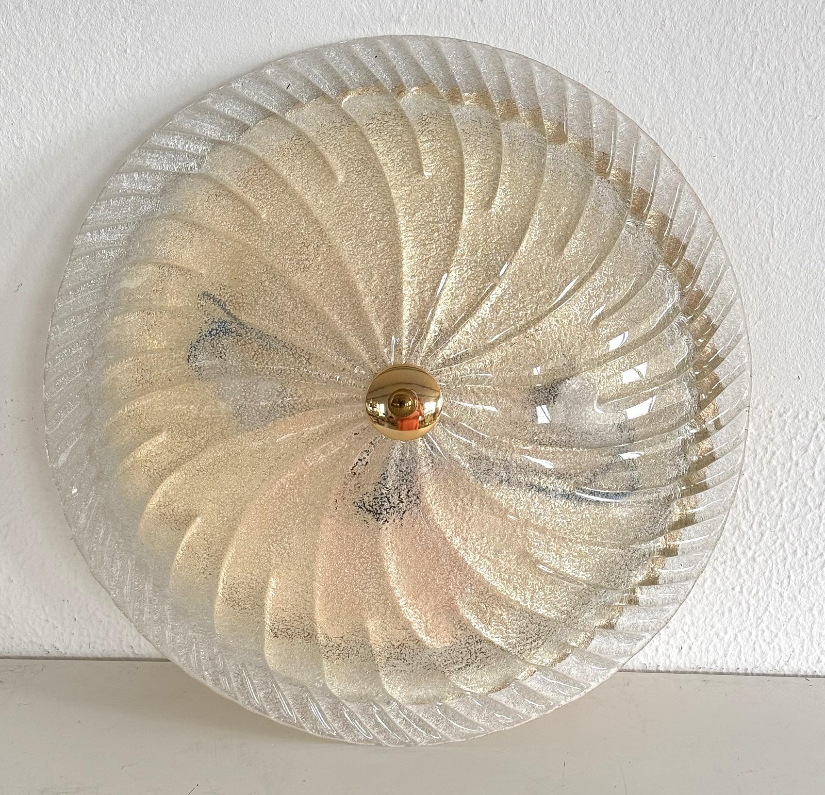 Italienische Murano-Glas-Einbauleuchte aus der Mitte des Jahrhunderts mit transparentem Glas, 1990er Jahre im Angebot 1