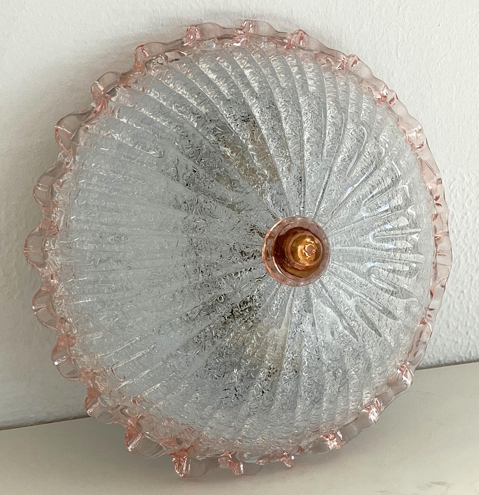 Italienische Einbauleuchte aus Murano-Glas aus der Mitte des Jahrhunderts, 1970er Jahre (Metall)