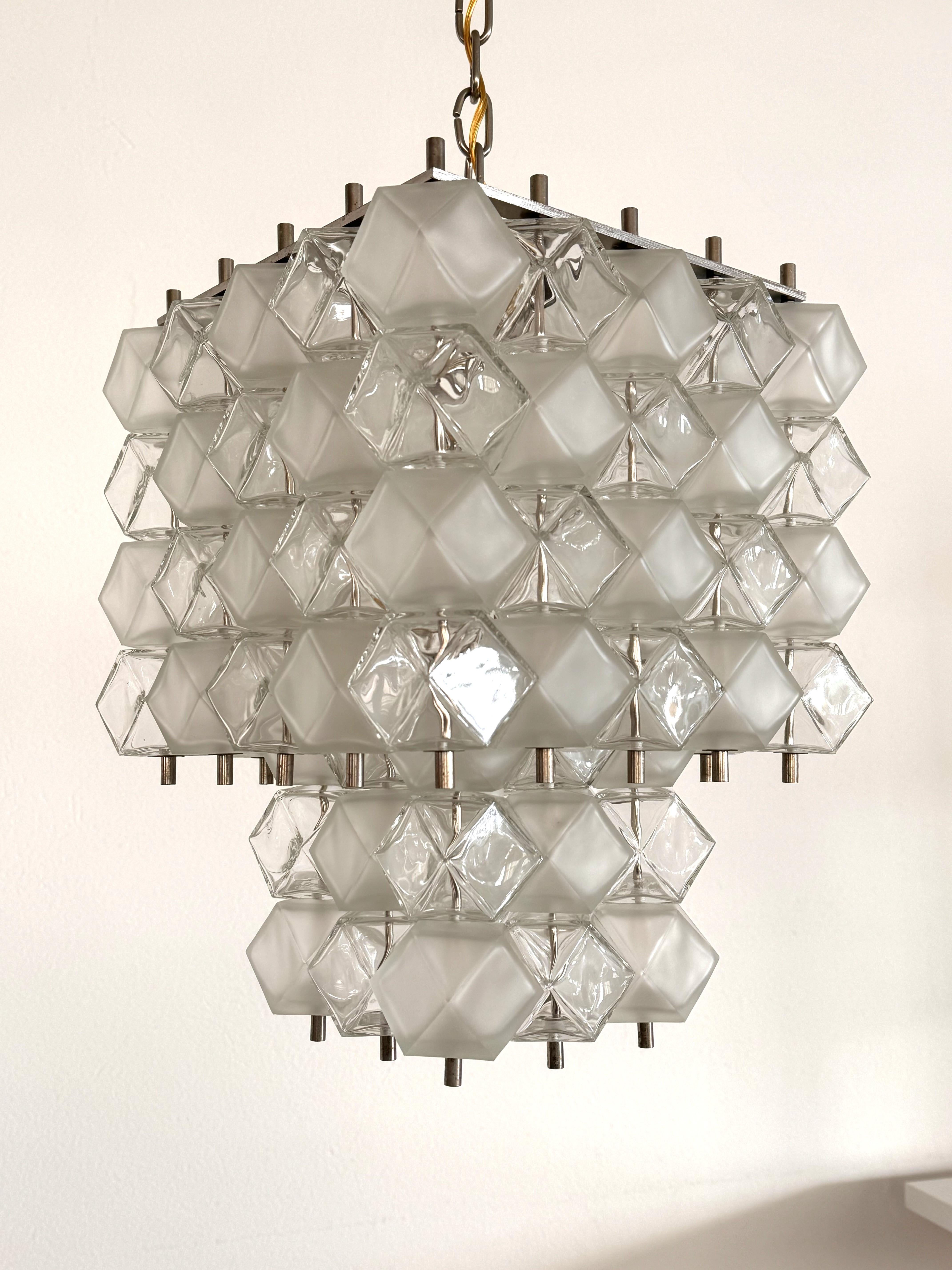 Araña geométrica italiana de cristal de Murano de mediados de siglo, por Interlux, años 60 en venta 5