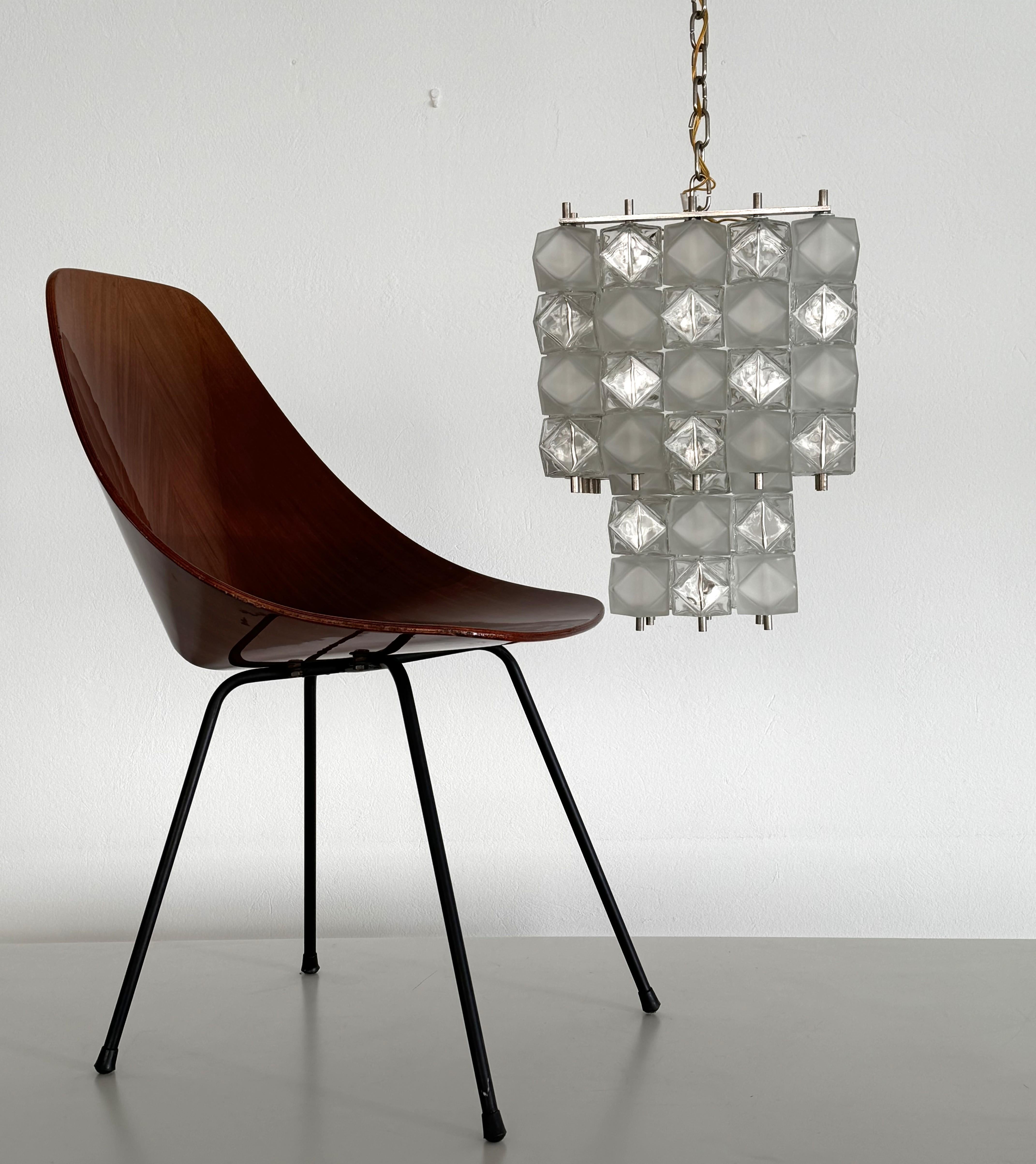 Araña geométrica italiana de cristal de Murano de mediados de siglo, por Interlux, años 60 Moderno de mediados de siglo en venta