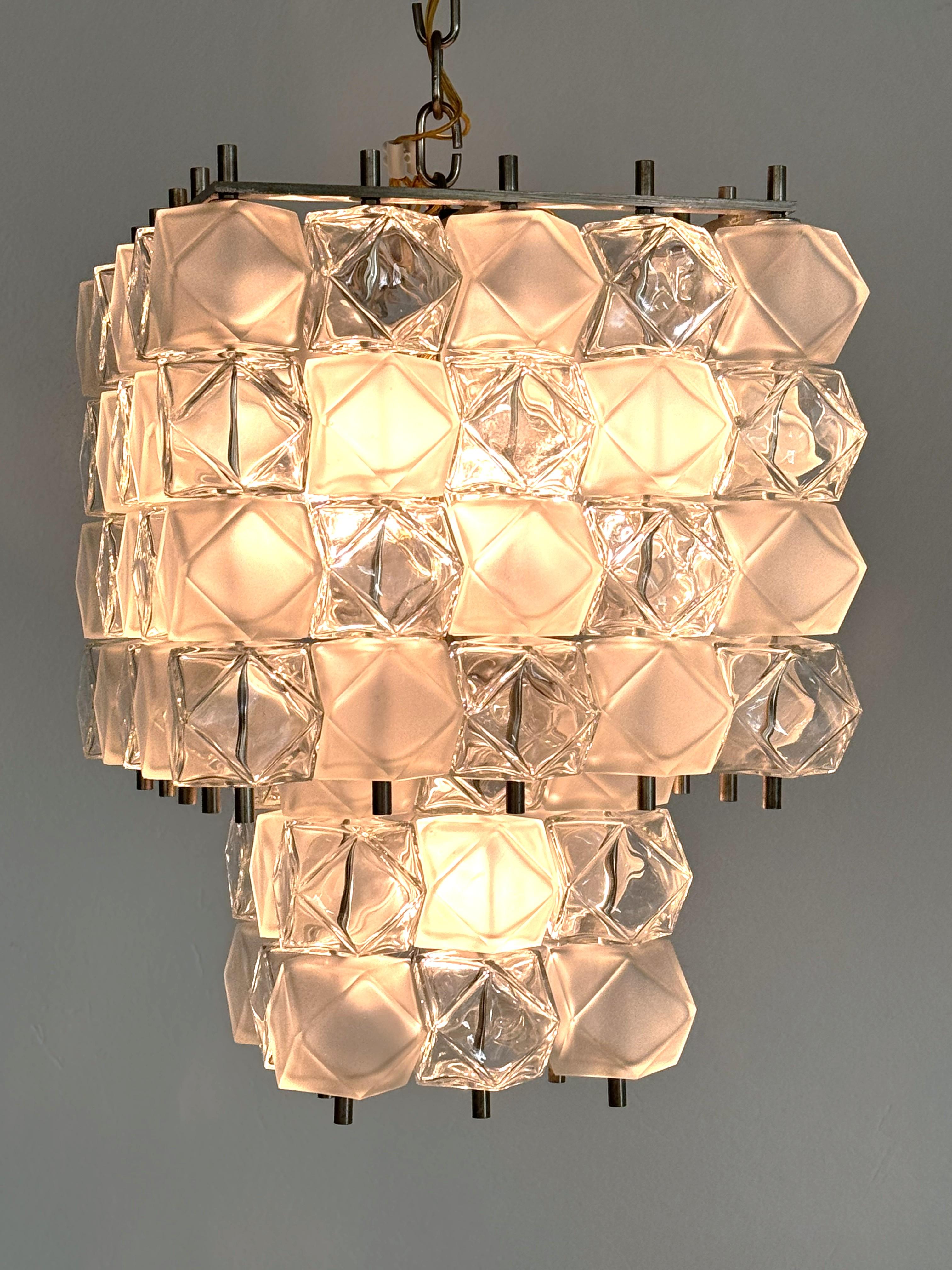 Araña geométrica italiana de cristal de Murano de mediados de siglo, por Interlux, años 60 Italiano en venta