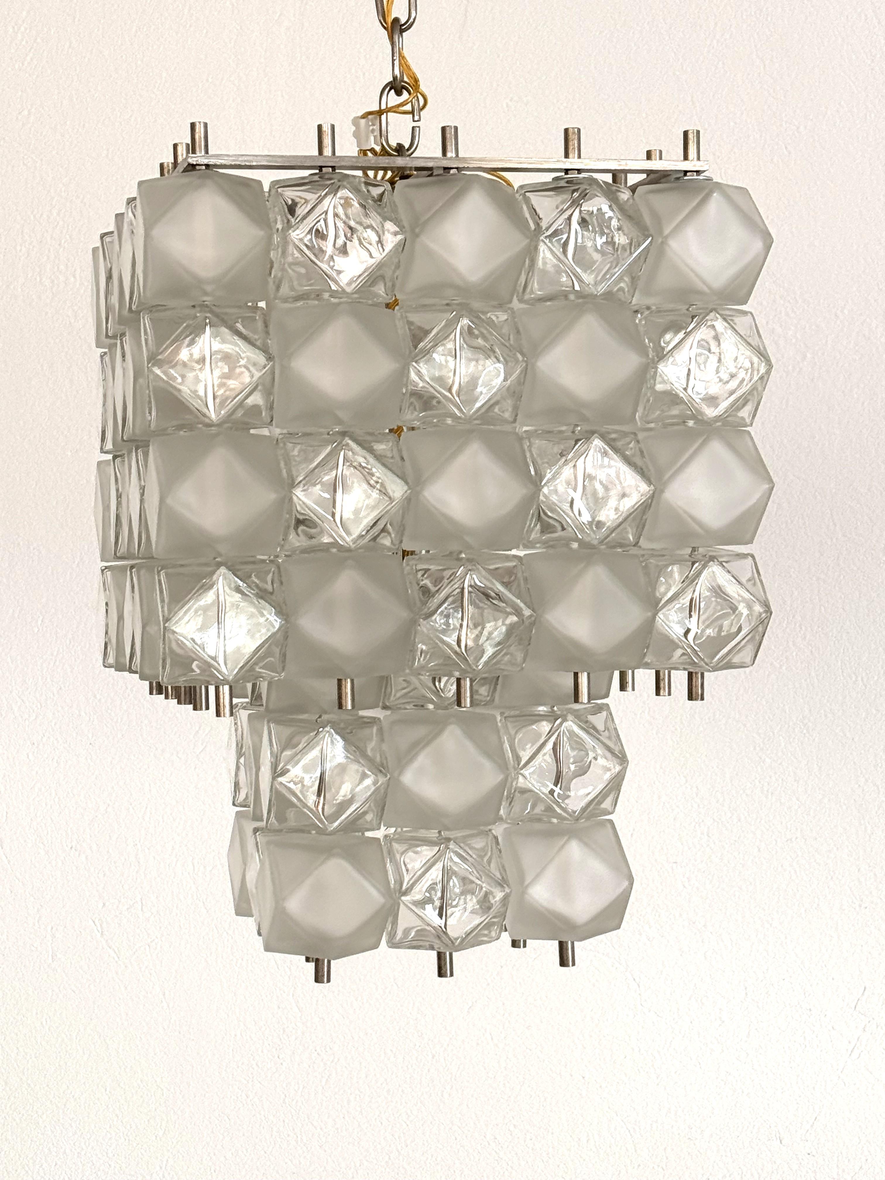 Araña geométrica italiana de cristal de Murano de mediados de siglo, por Interlux, años 60 mediados del siglo XX en venta