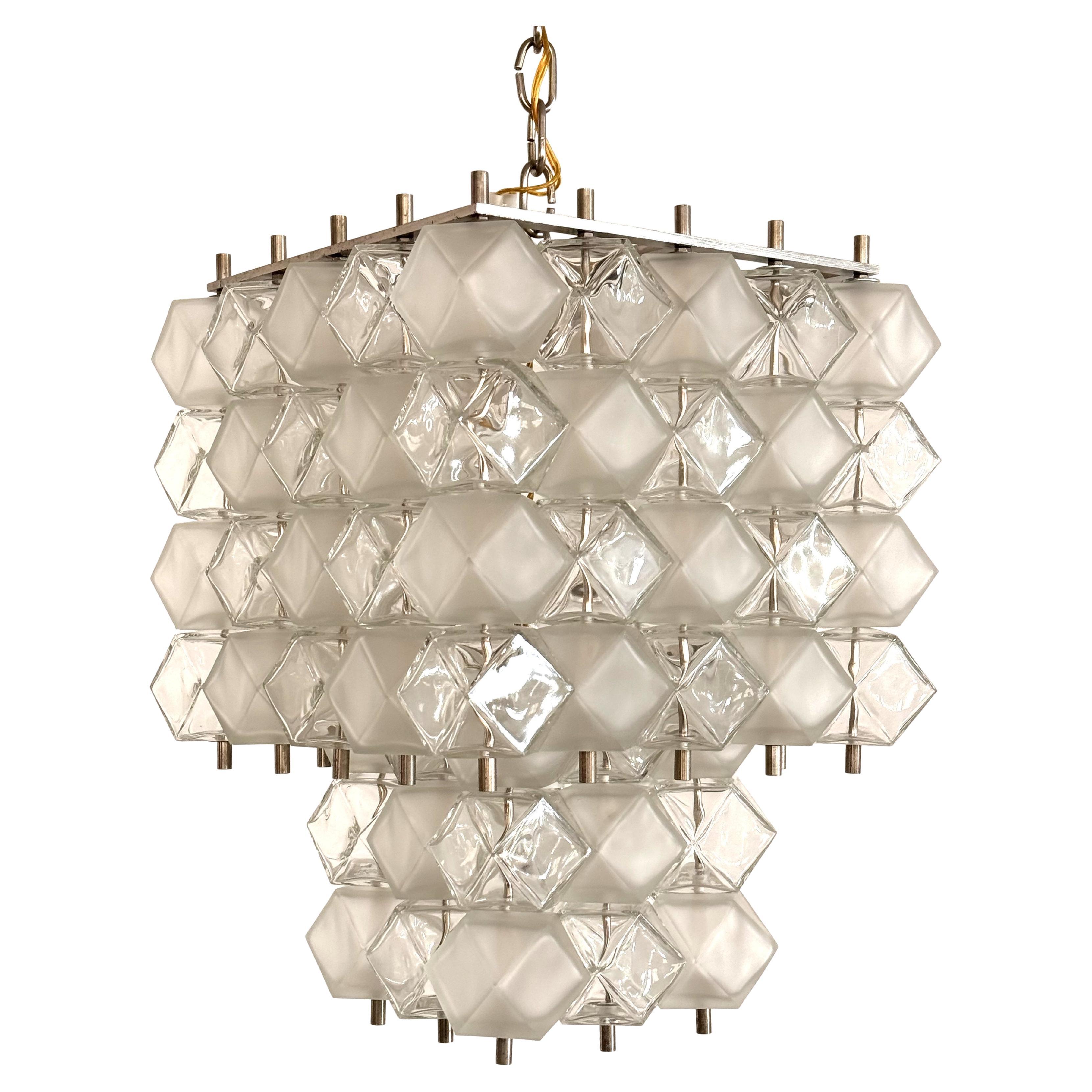 Araña geométrica italiana de cristal de Murano de mediados de siglo, por Interlux, años 60 en venta