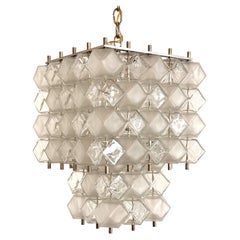 Araña geométrica italiana de cristal de Murano de mediados de siglo, por Interlux, años 60