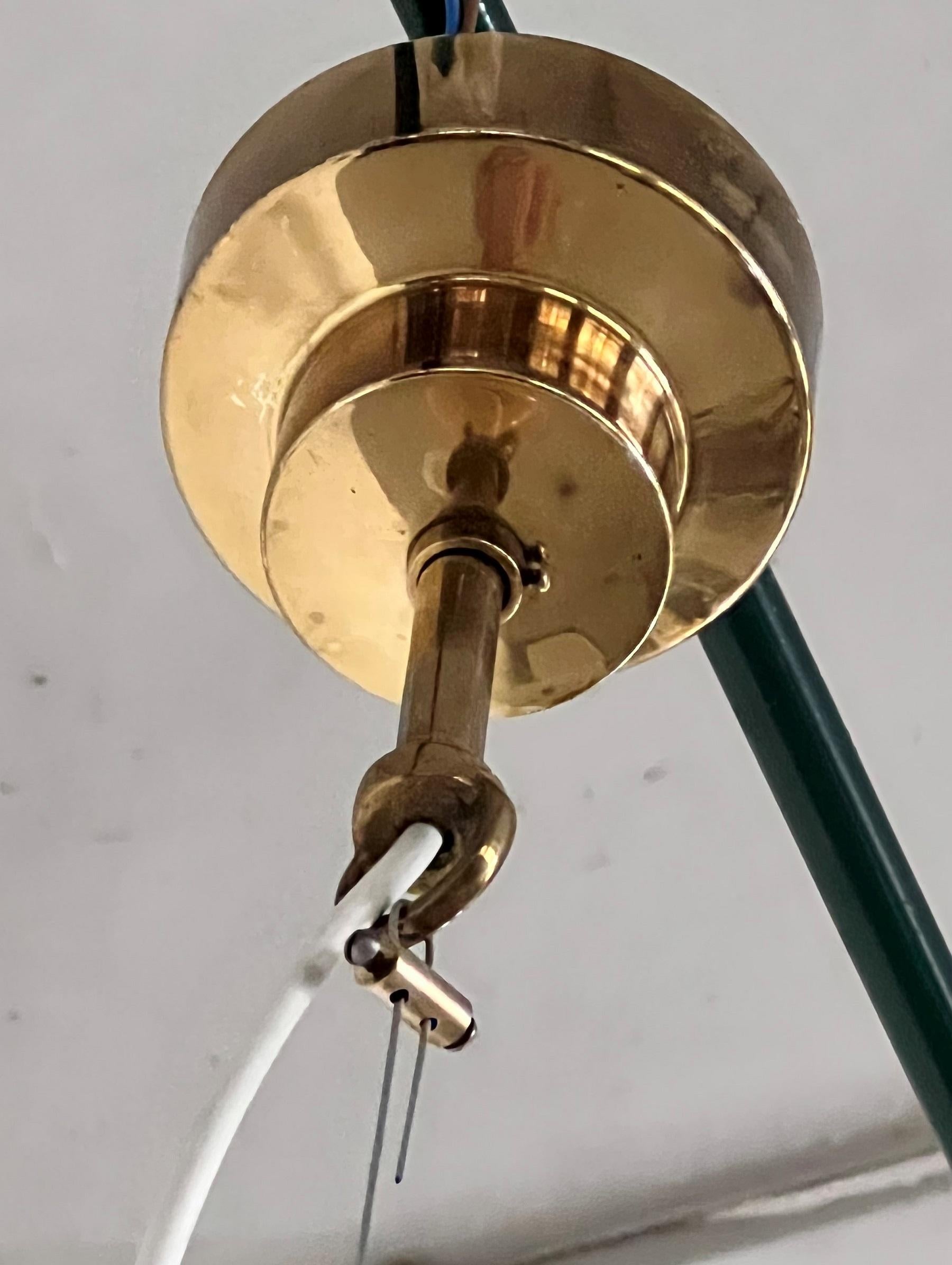 Italian Midcentury Murano Glass Globe Chandelier with Brass Details, 1970s For Sale 9