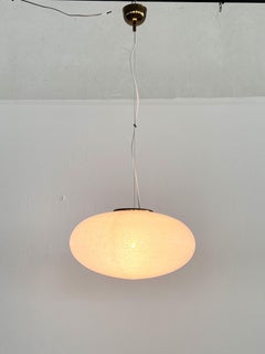 Italian Murano Bubble Glass Globe Chandelier with Brass Details, 1970s