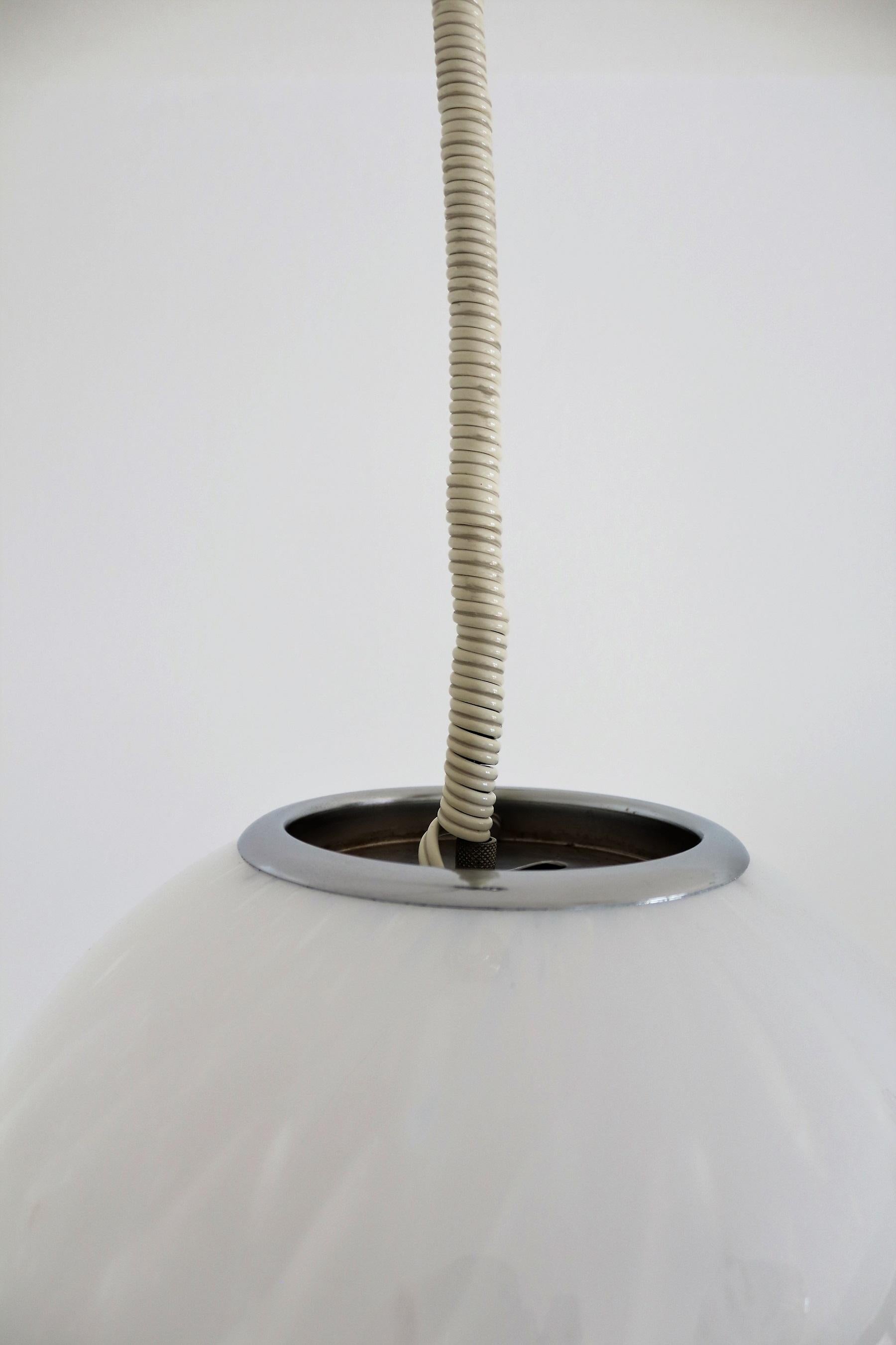 Italian Midcentury Murano Glass Globe Chandelier with Chrome Details, 1970s 4