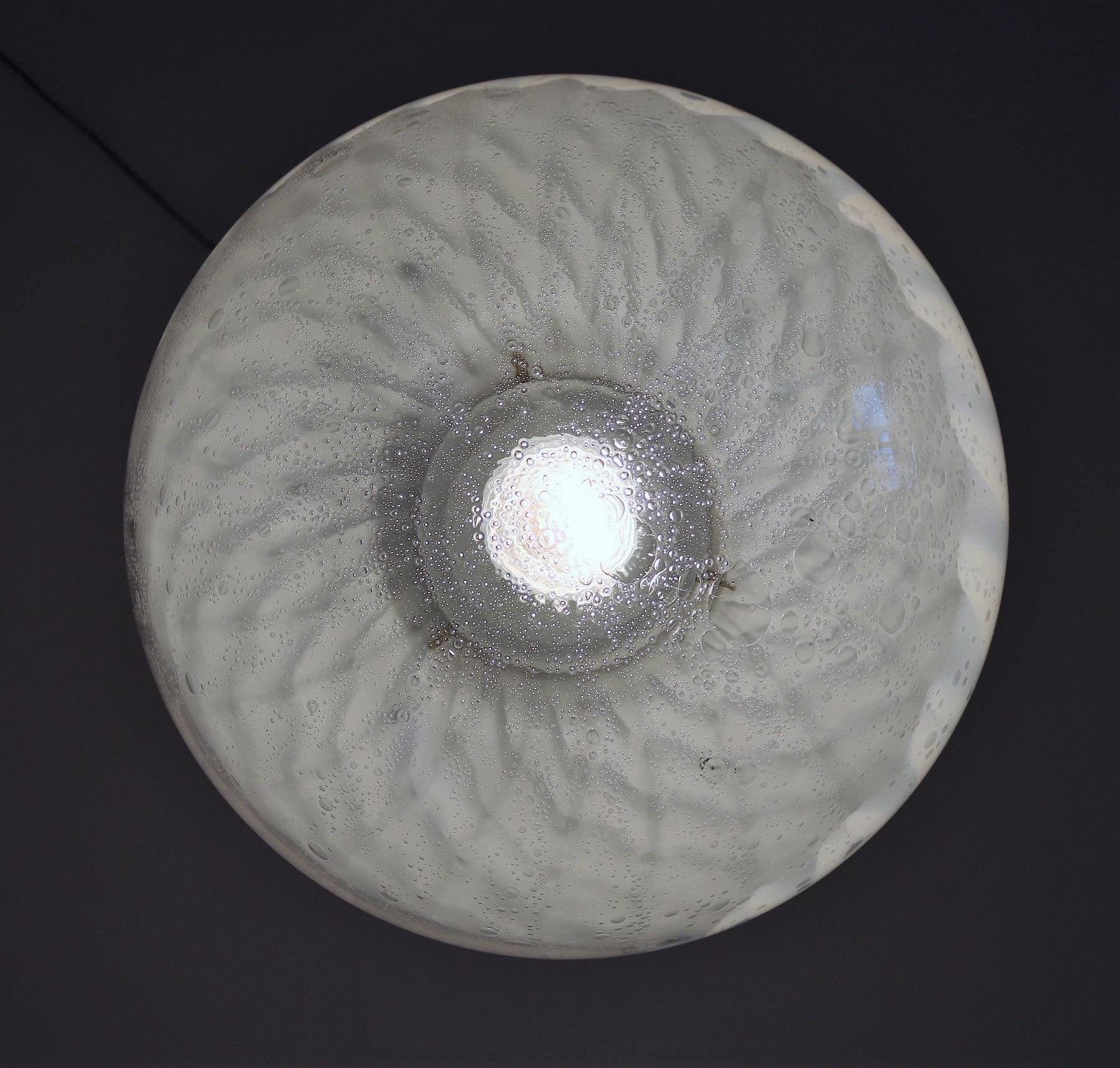 Italian Midcentury Murano Glass Globe Chandelier with Chrome Details, 1970s 1